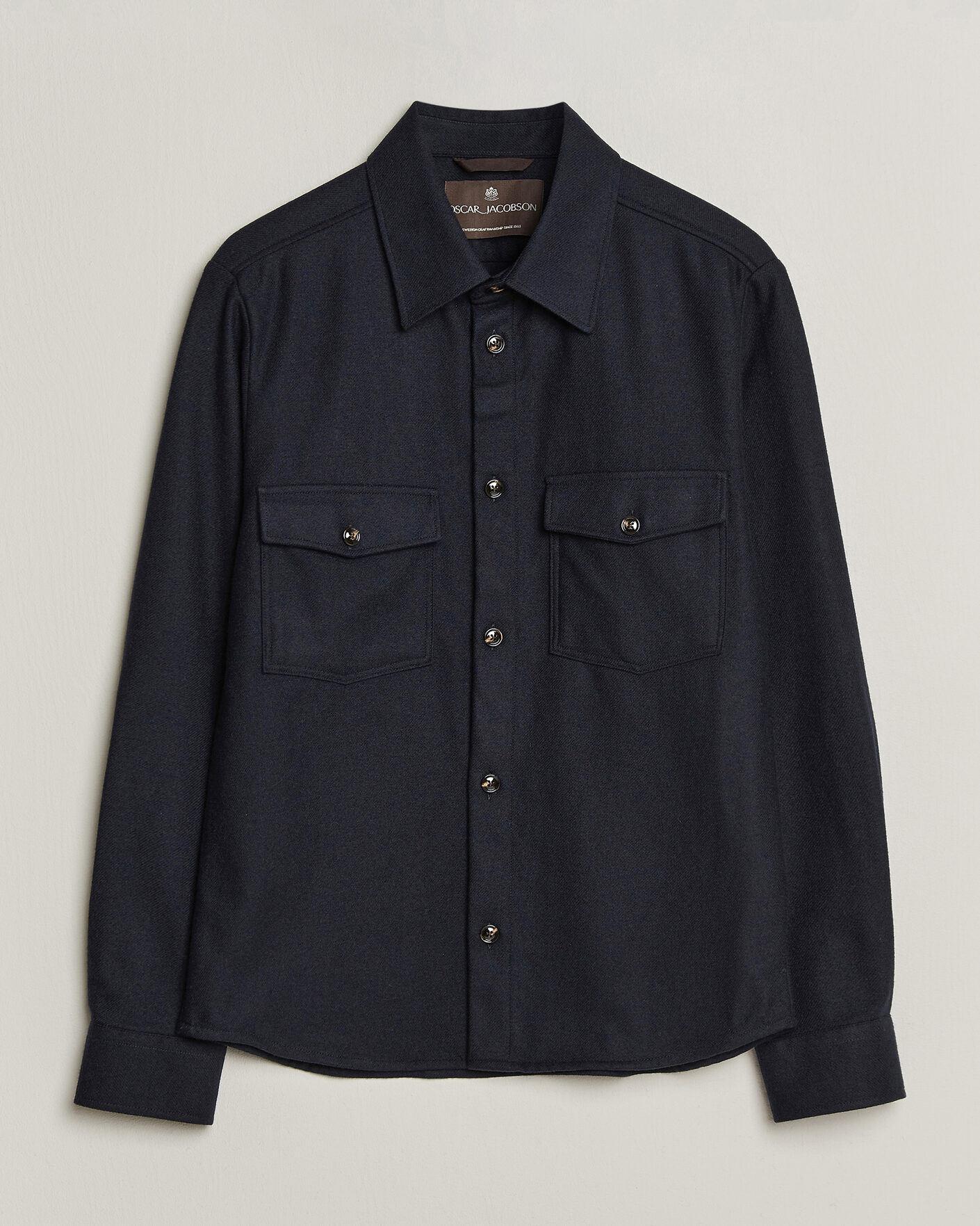 Herre | Skjorter | Oscar Jacobson | Magnus Wool Shirt Jacket Navy