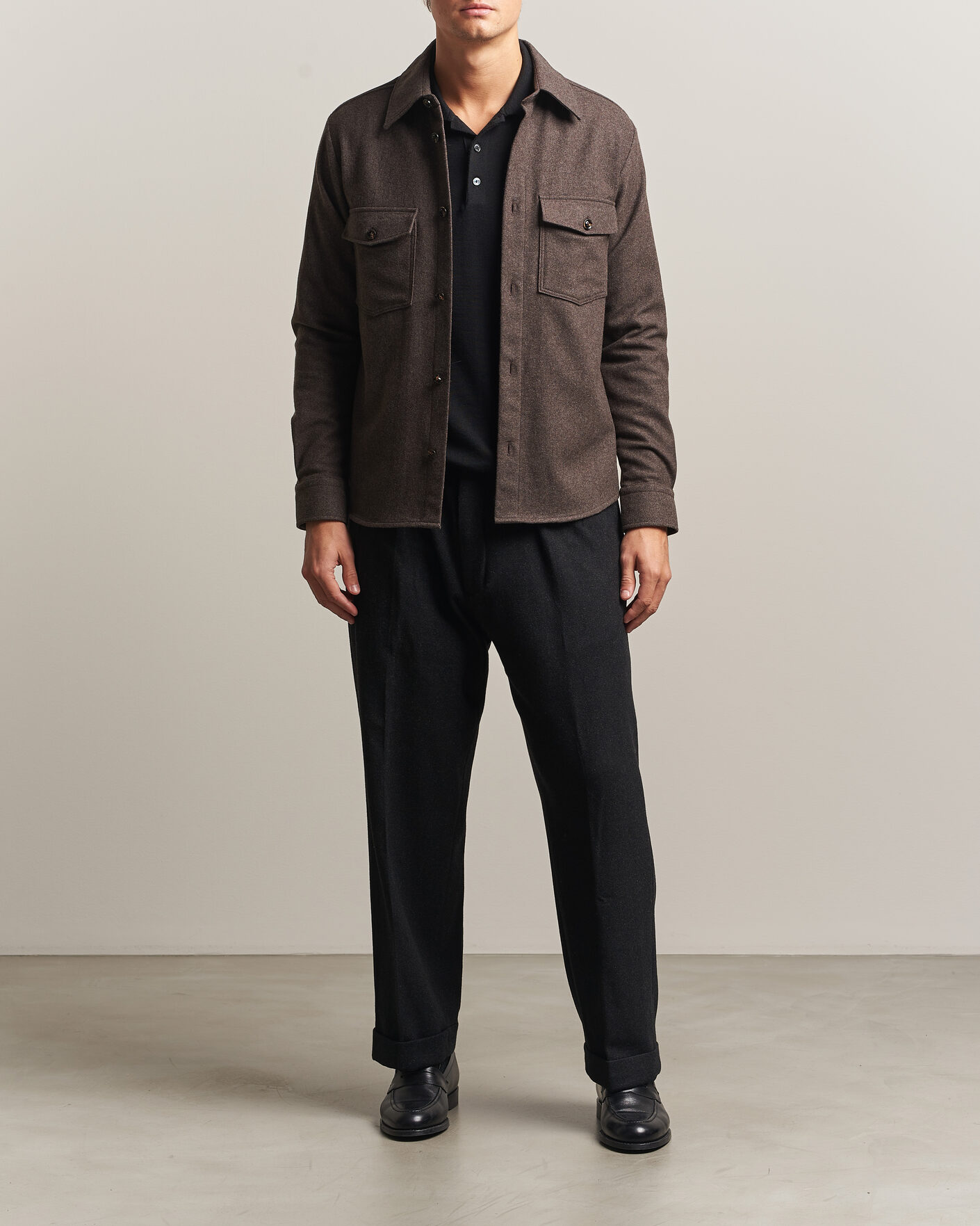 Herre | Skjorter | Oscar Jacobson | Magnus Wool Shirt Jacket Brown