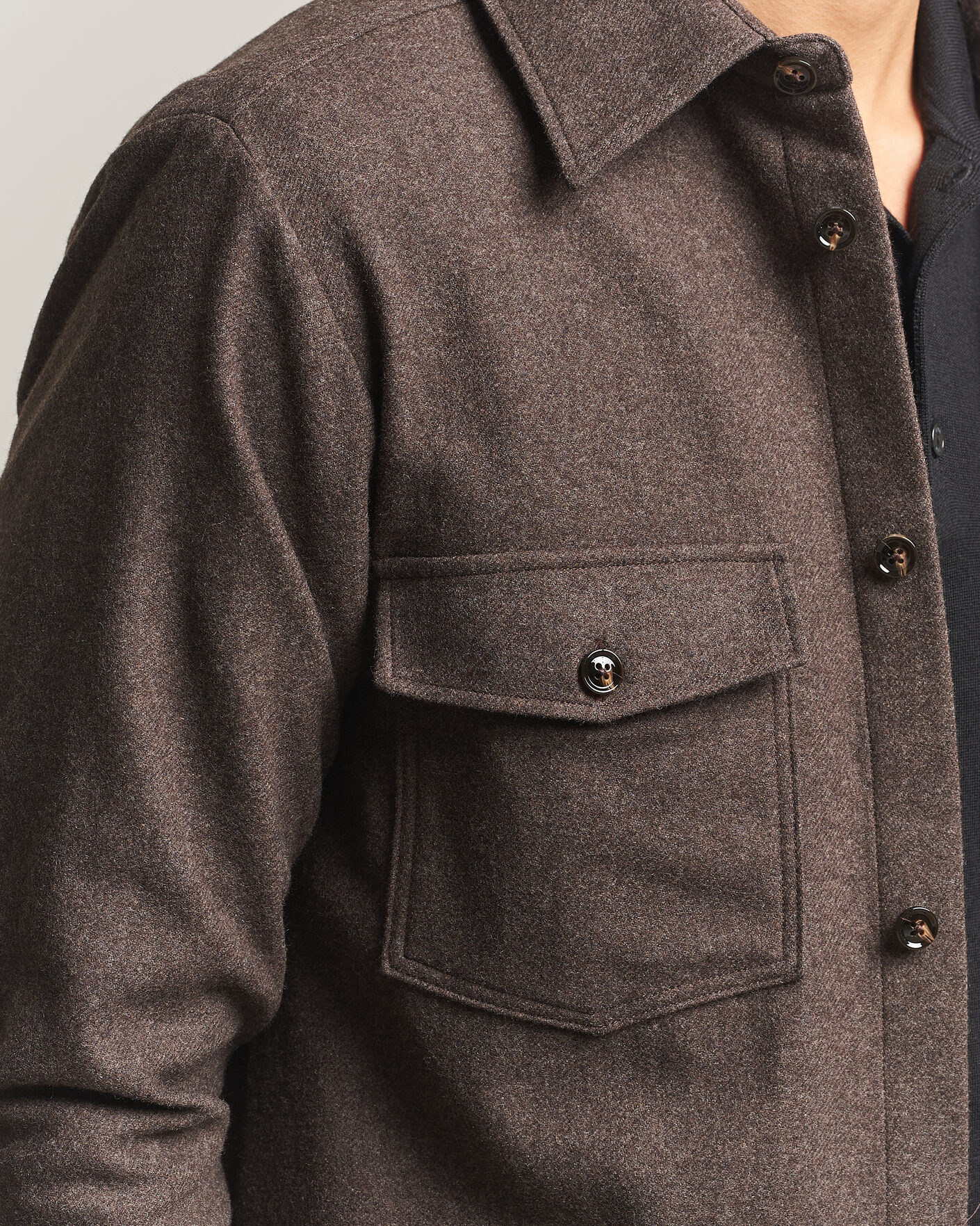 Herre | Skjorter | Oscar Jacobson | Magnus Wool Shirt Jacket Brown