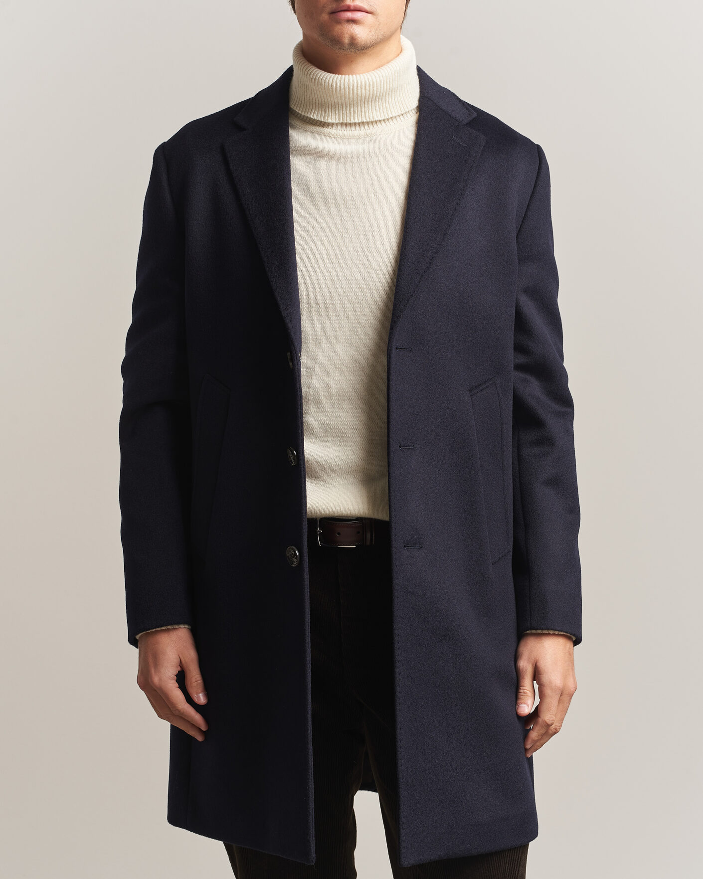 Herre | Jakker | Oscar Jacobson | Single Breasted Wool Coat Navy