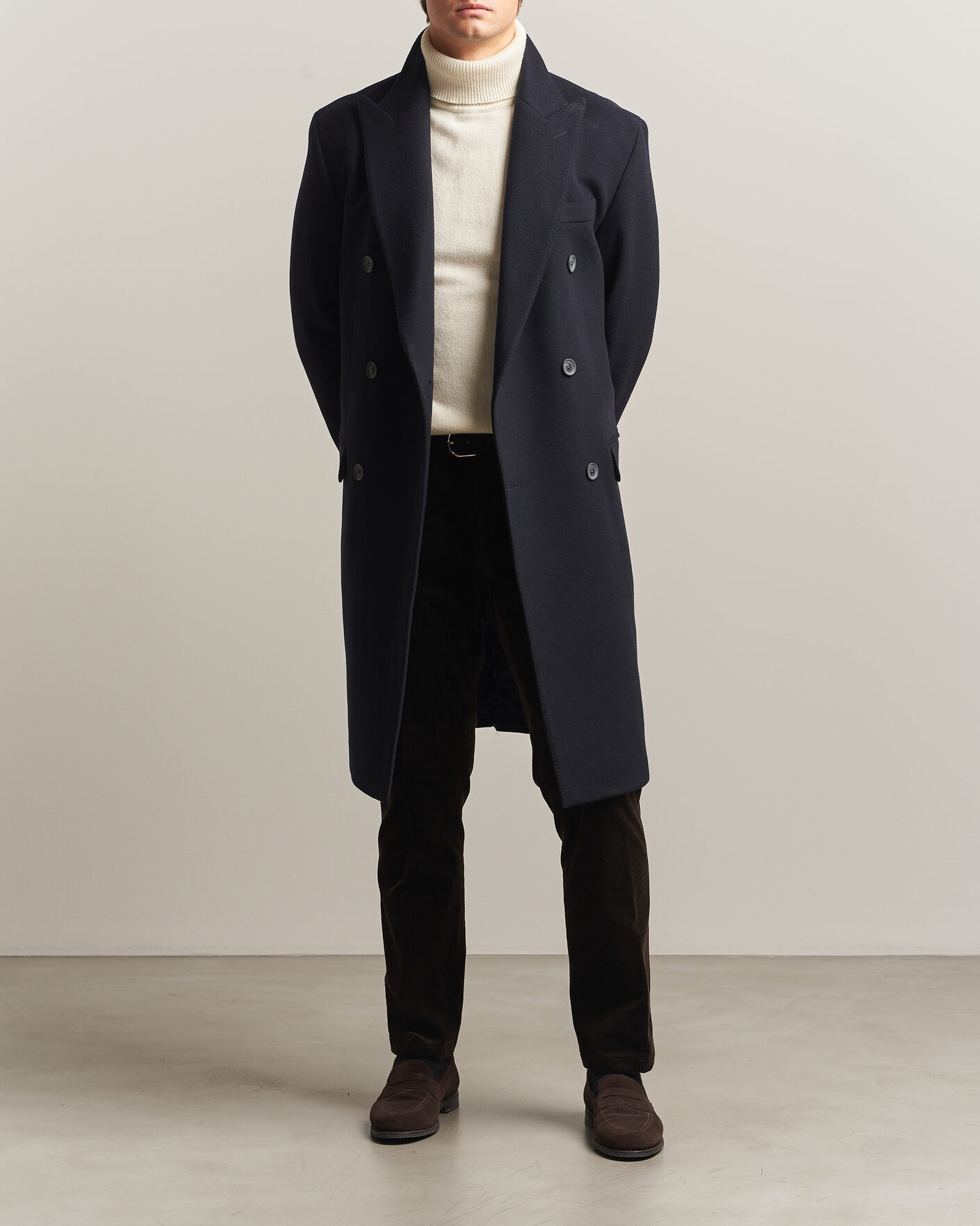 Herre | Jakker | Oscar Jacobson | Sicily Double Breasted Wool Coat Navy
