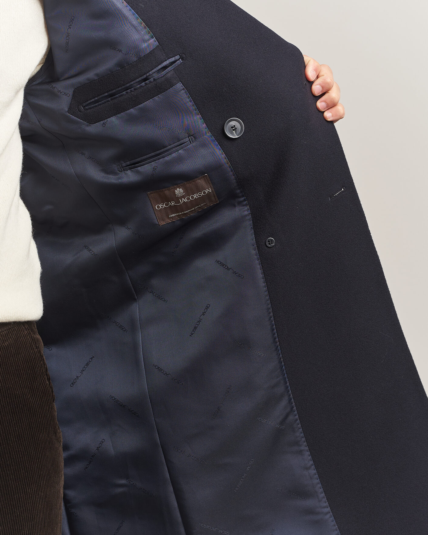 Herre | Jakker | Oscar Jacobson | Sicily Double Breasted Wool Coat Navy