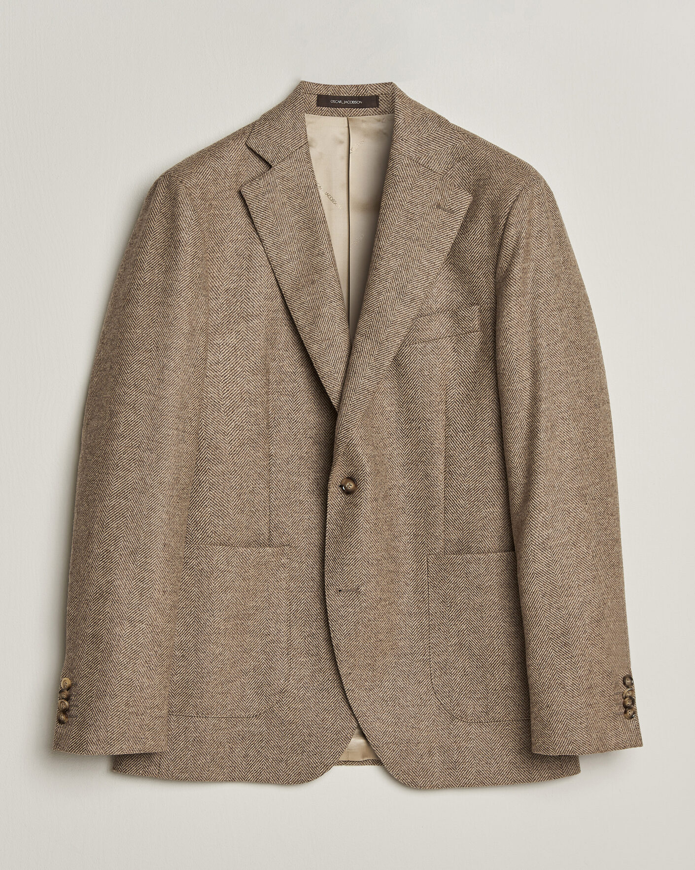 Herre | Blazere & jakker | Oscar Jacobson | Fogerty Herringbone Wool Blazer Beige