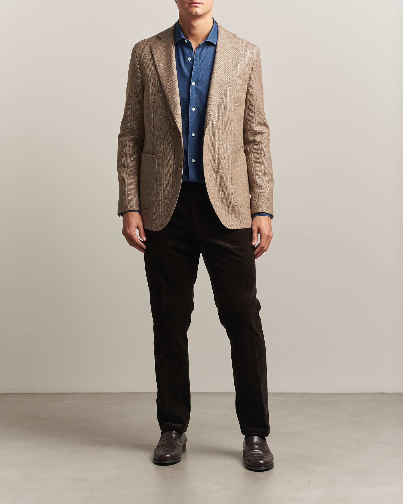 Herre | Blazere & jakker | Oscar Jacobson | Fogerty Herringbone Wool Blazer Beige