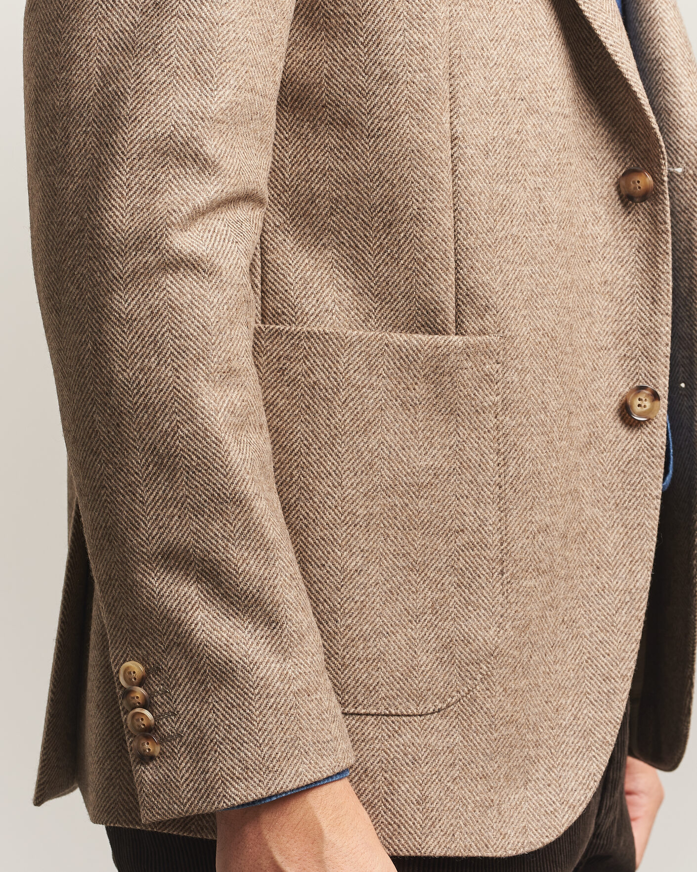 Herre | Blazere & jakker | Oscar Jacobson | Fogerty Herringbone Wool Blazer Beige
