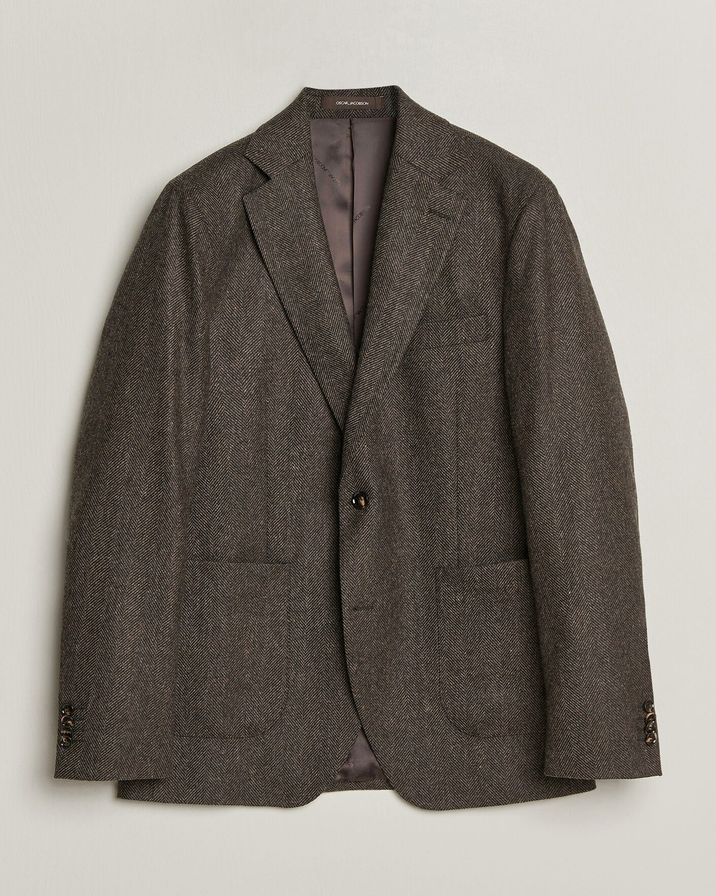 Herre | Blazere & jakker | Oscar Jacobson | Fogerty Herringbone Wool Blazer Brown