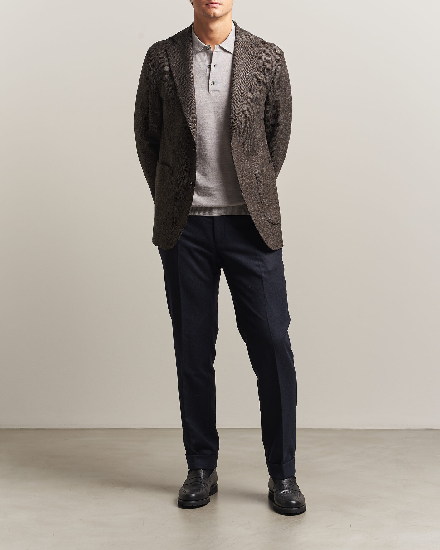 Herre | Blazere & jakker | Oscar Jacobson | Fogerty Herringbone Wool Blazer Brown