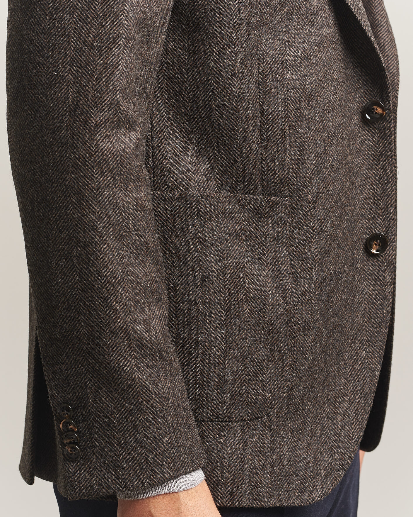 Herre | Blazere & jakker | Oscar Jacobson | Fogerty Herringbone Wool Blazer Brown