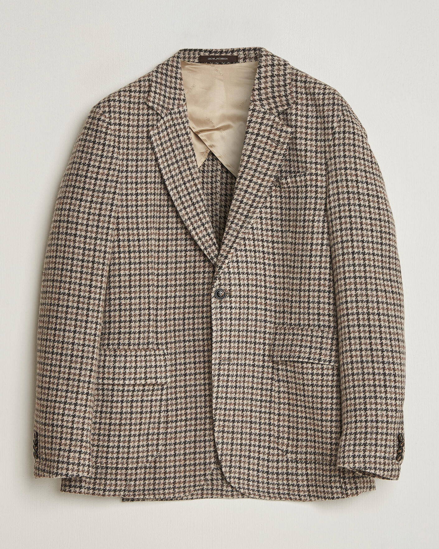 Herre | Blazere & jakker | Oscar Jacobson | Fridolf Wool Houndstooth Patch Blazer Brown