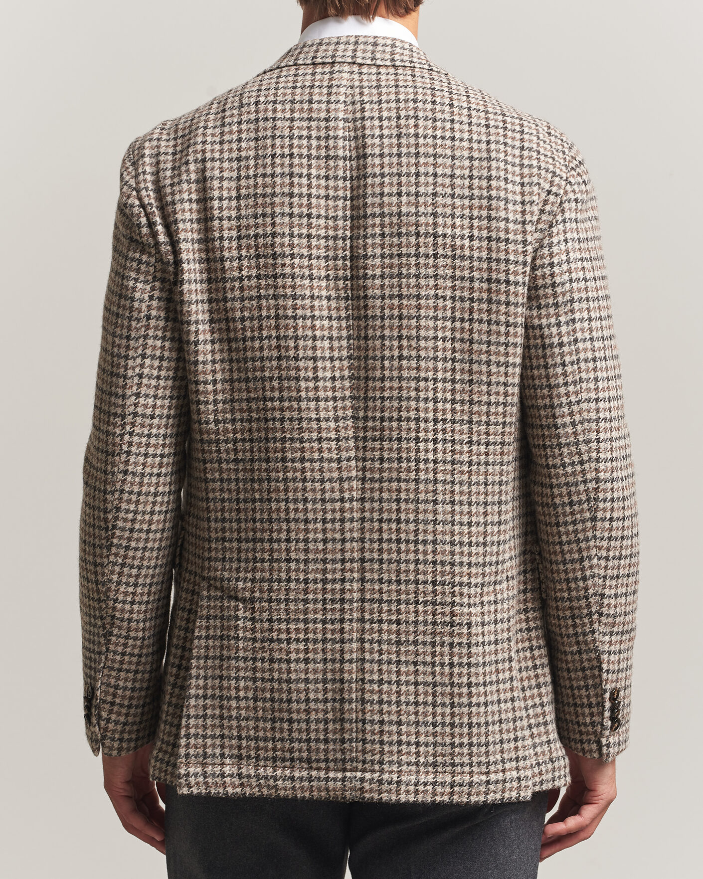 Herre | Blazere & jakker | Oscar Jacobson | Fridolf Wool Houndstooth Patch Blazer Brown