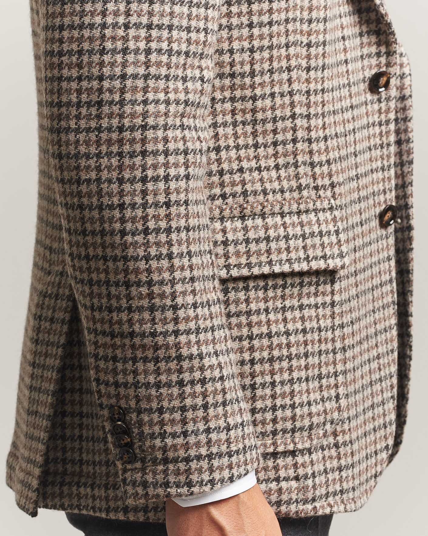 Herre | Blazere & jakker | Oscar Jacobson | Fridolf Wool Houndstooth Patch Blazer Brown