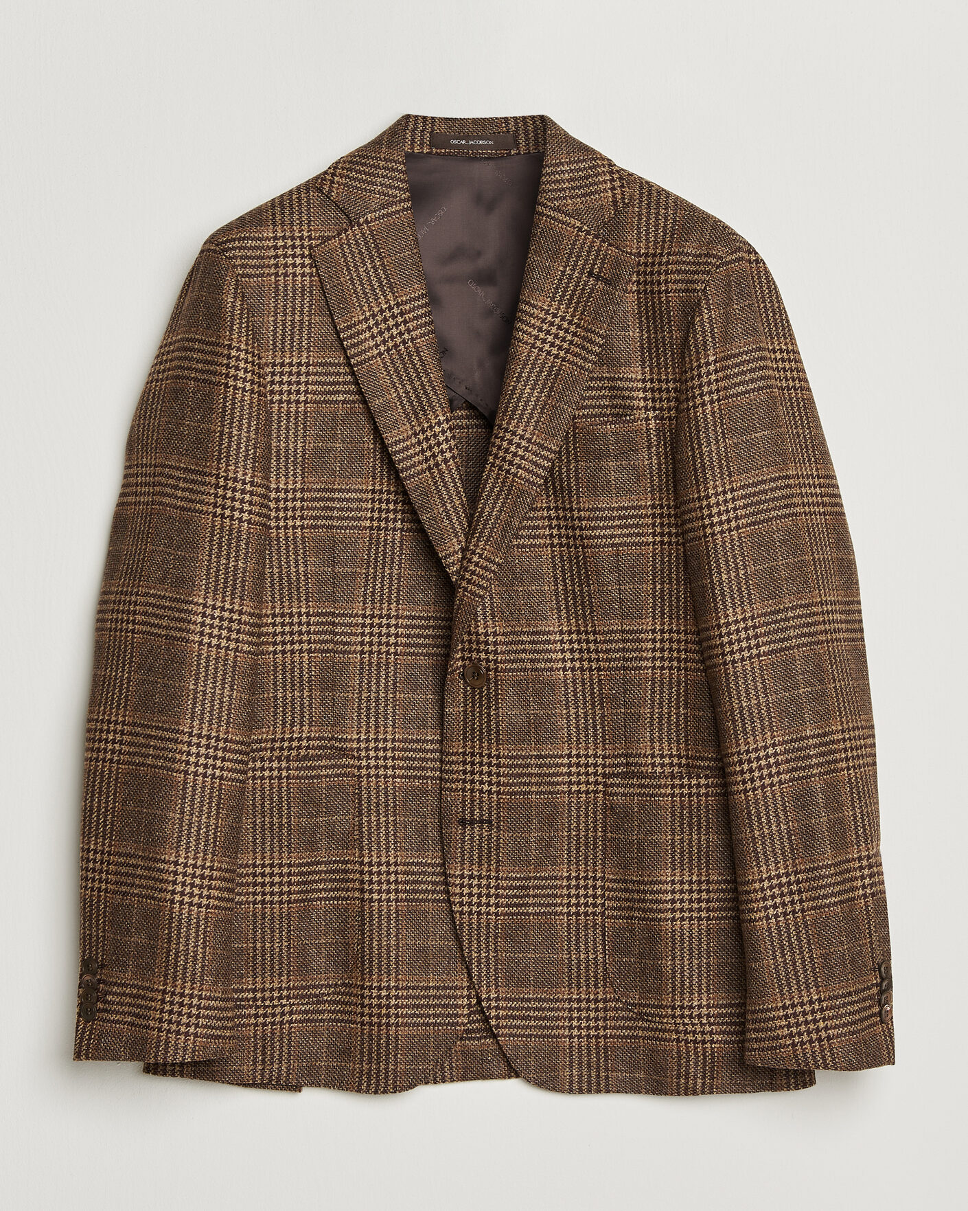Herre | Blazere & jakker | Oscar Jacobson | Ferry Patch Checked Wool/Cashmere Blazer Brown