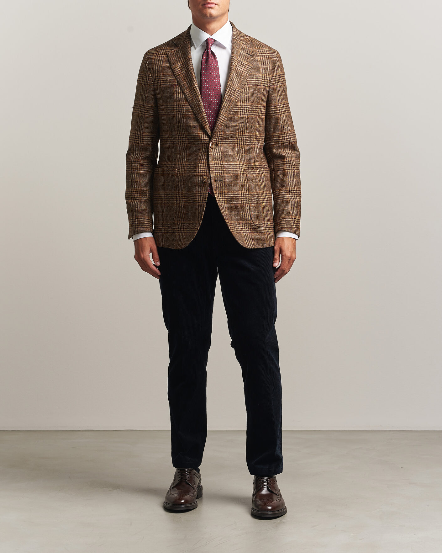 Herre | Blazere & jakker | Oscar Jacobson | Ferry Patch Checked Wool/Cashmere Blazer Brown