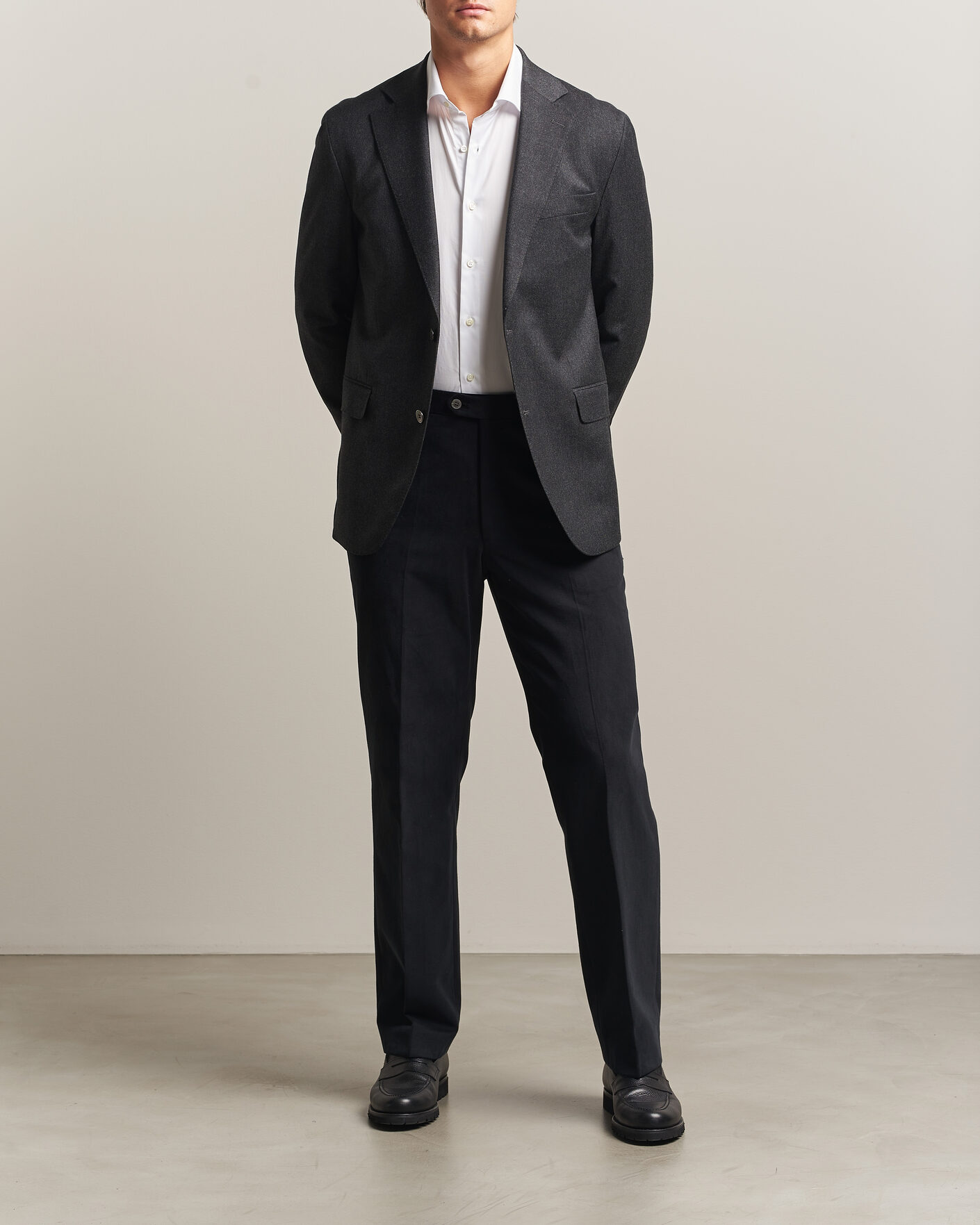 Herre | Blazere & jakker | Oscar Jacobson | Fogerty Wool Flannel Blazer Charcoal