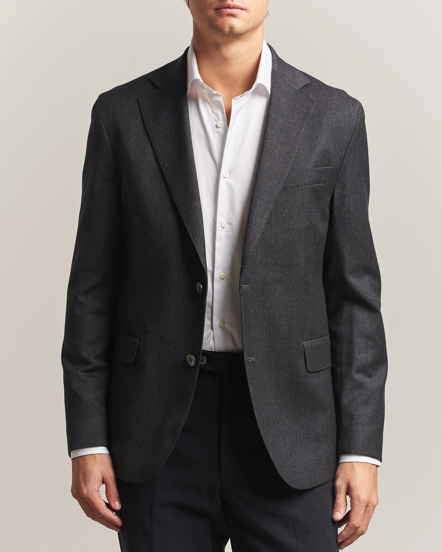 Herre | Blazere & jakker | Oscar Jacobson | Fogerty Wool Flannel Blazer Charcoal