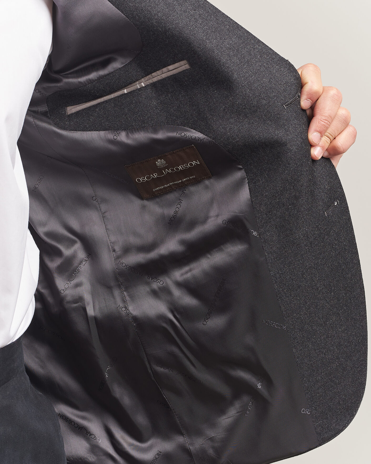 Herre | Blazere & jakker | Oscar Jacobson | Fogerty Wool Flannel Blazer Charcoal