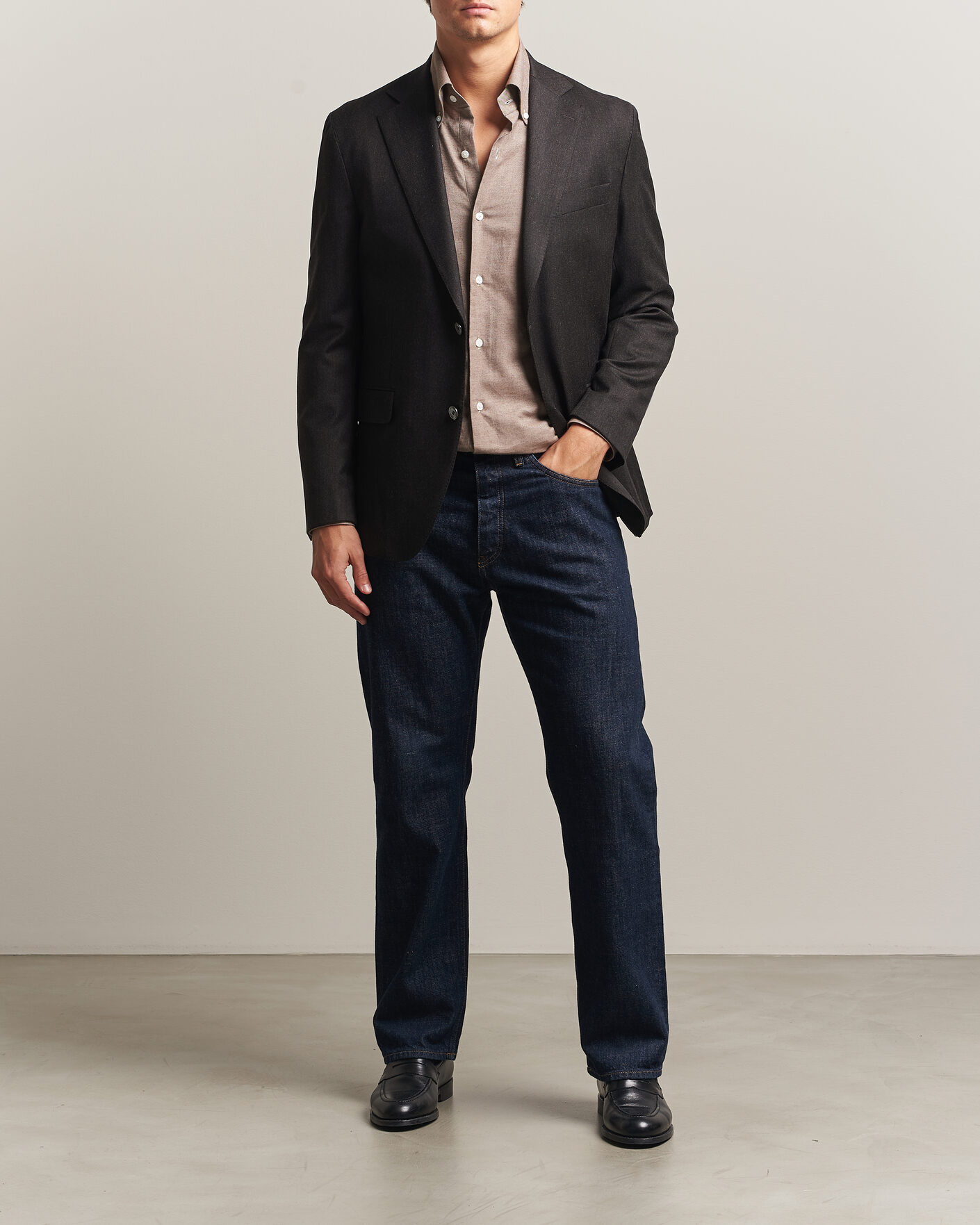 Herre | Blazere & jakker | Oscar Jacobson | Fogerty Wool Flannel Blazer Brown