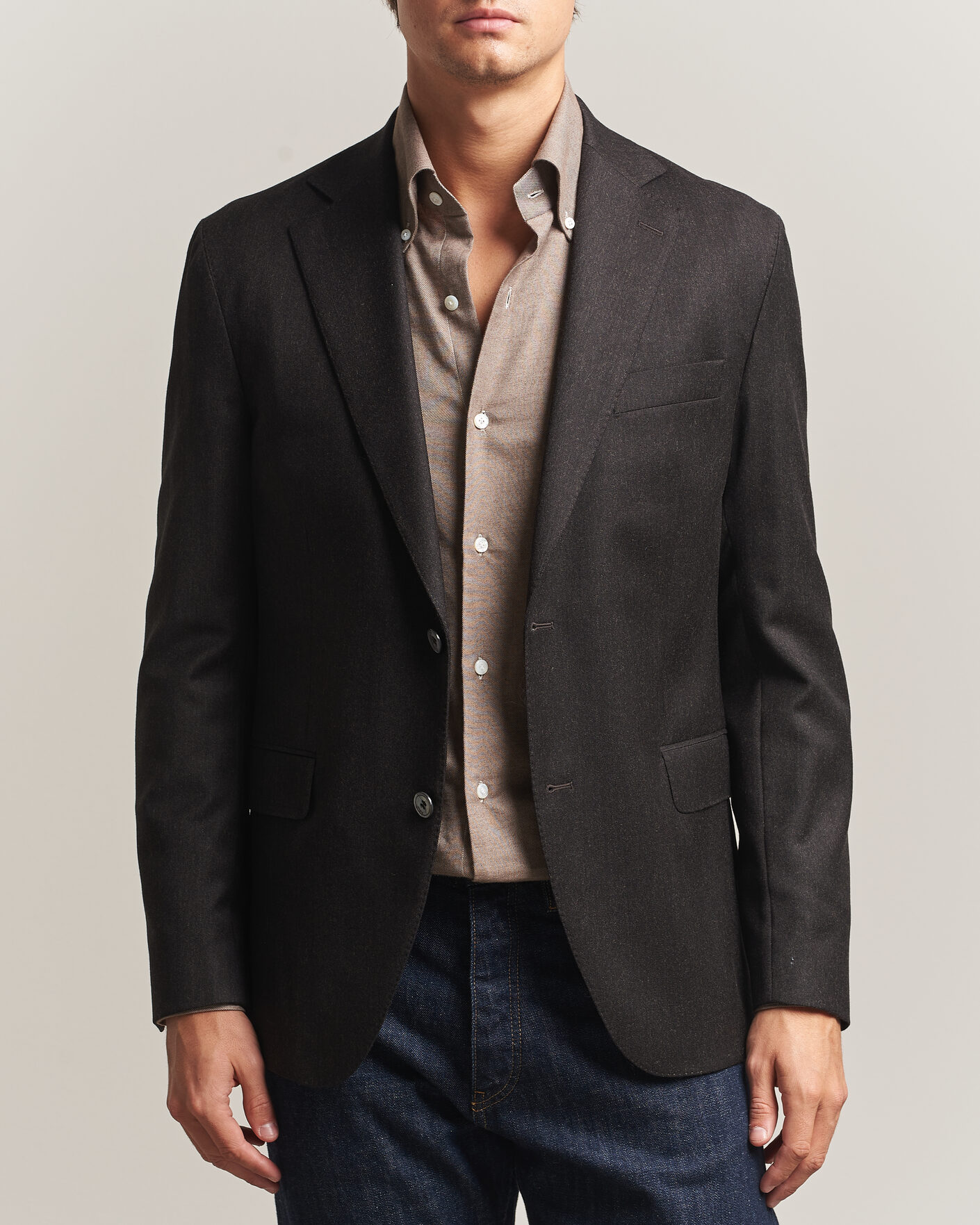Herre | Blazere & jakker | Oscar Jacobson | Fogerty Wool Flannel Blazer Brown
