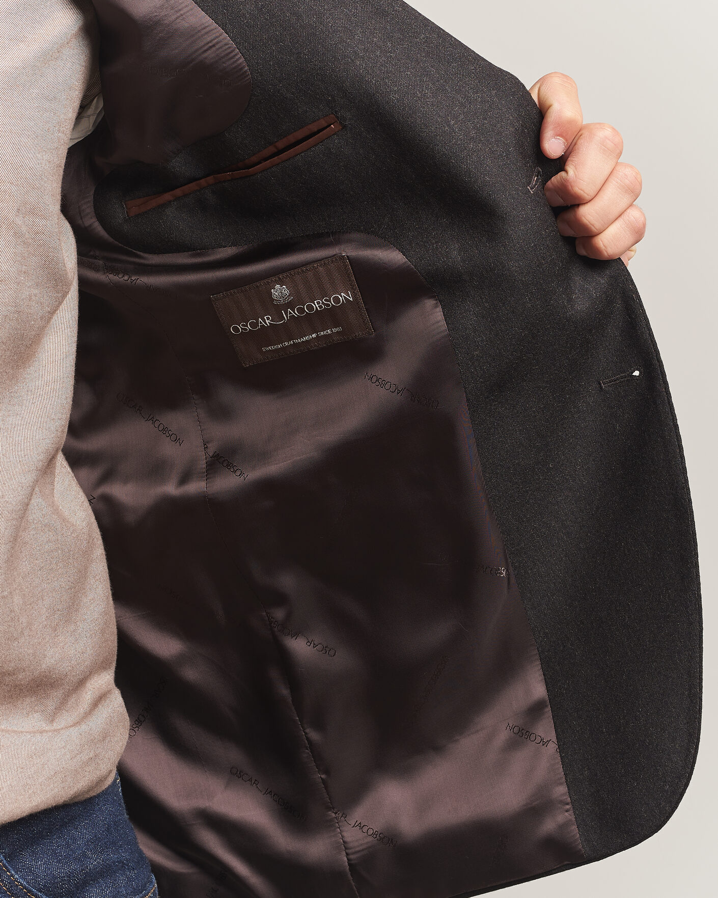 Herre | Blazere & jakker | Oscar Jacobson | Fogerty Wool Flannel Blazer Brown