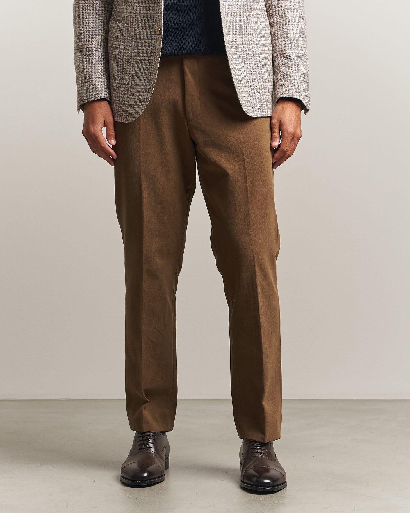Herre | Bukser | Oscar Jacobson | Dandy Brushed Cotton Trousers Camel