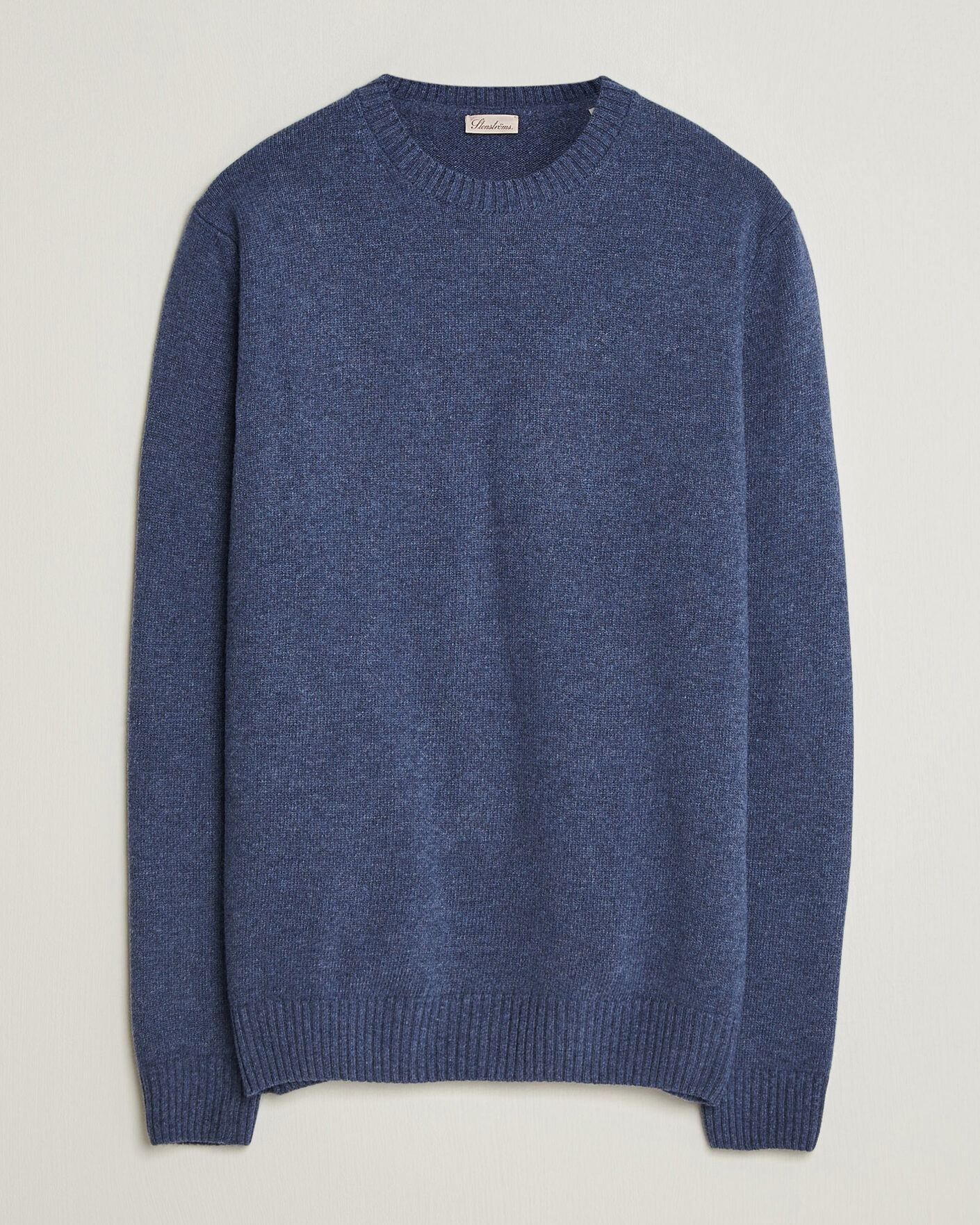 Herre | Trøjer | Stenströms | Brushed Merino Crew Neck Blue