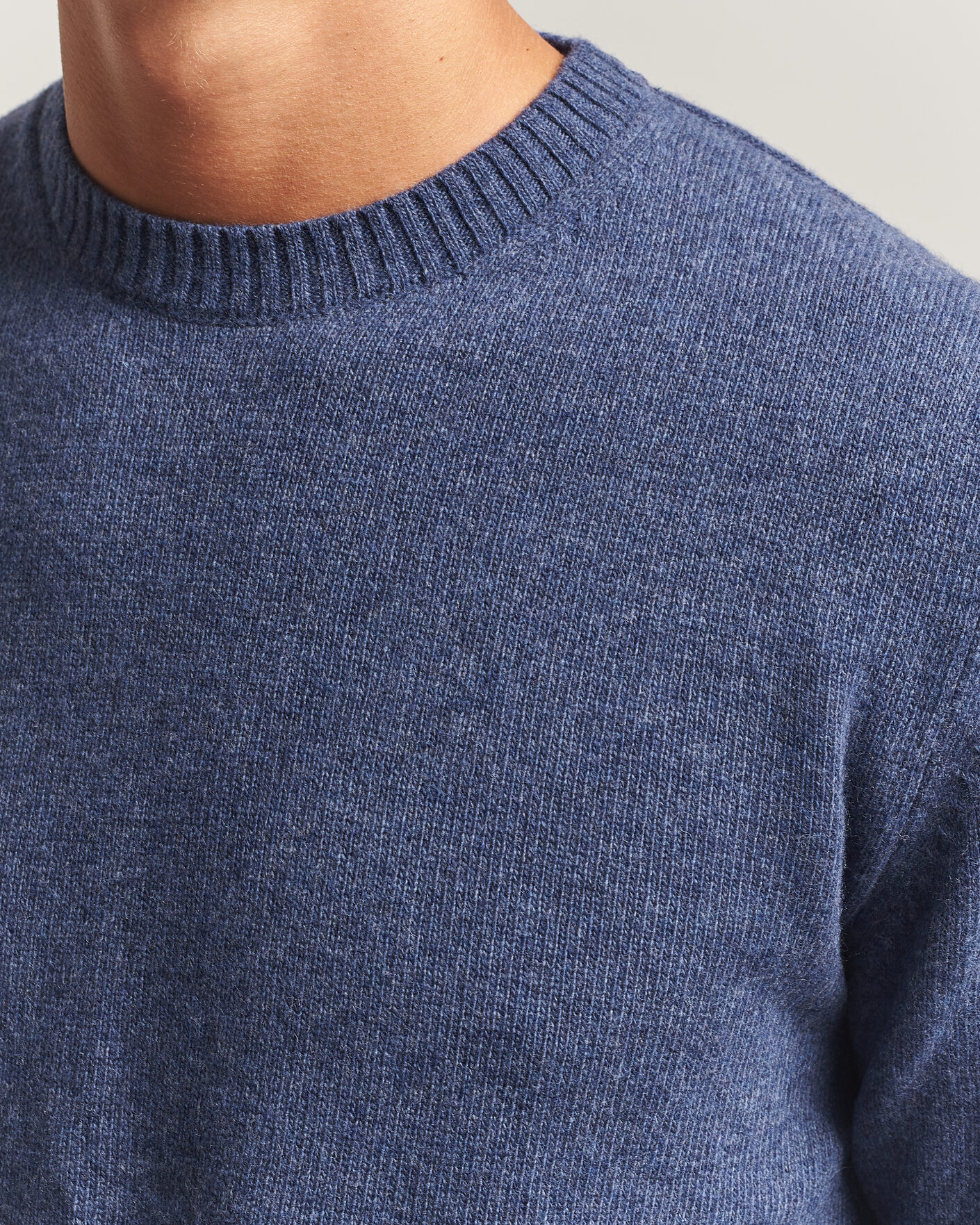 Herre | Trøjer | Stenströms | Brushed Merino Crew Neck Blue