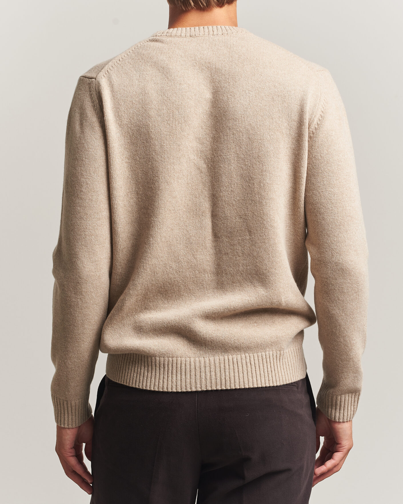 Herre | Trøjer | Stenströms | Brushed Merino Crew Neck Beige