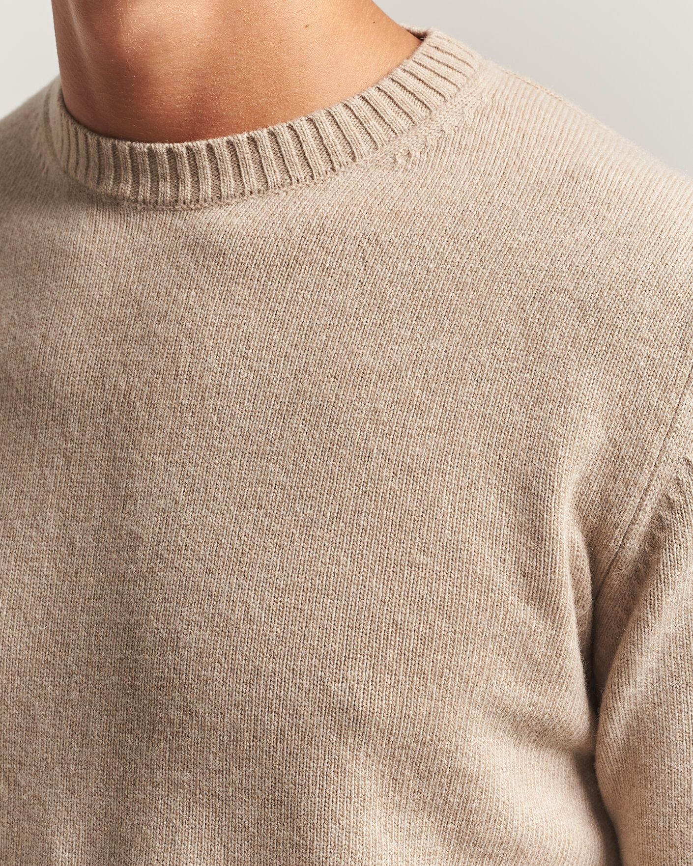 Herre | Trøjer | Stenströms | Brushed Merino Crew Neck Beige
