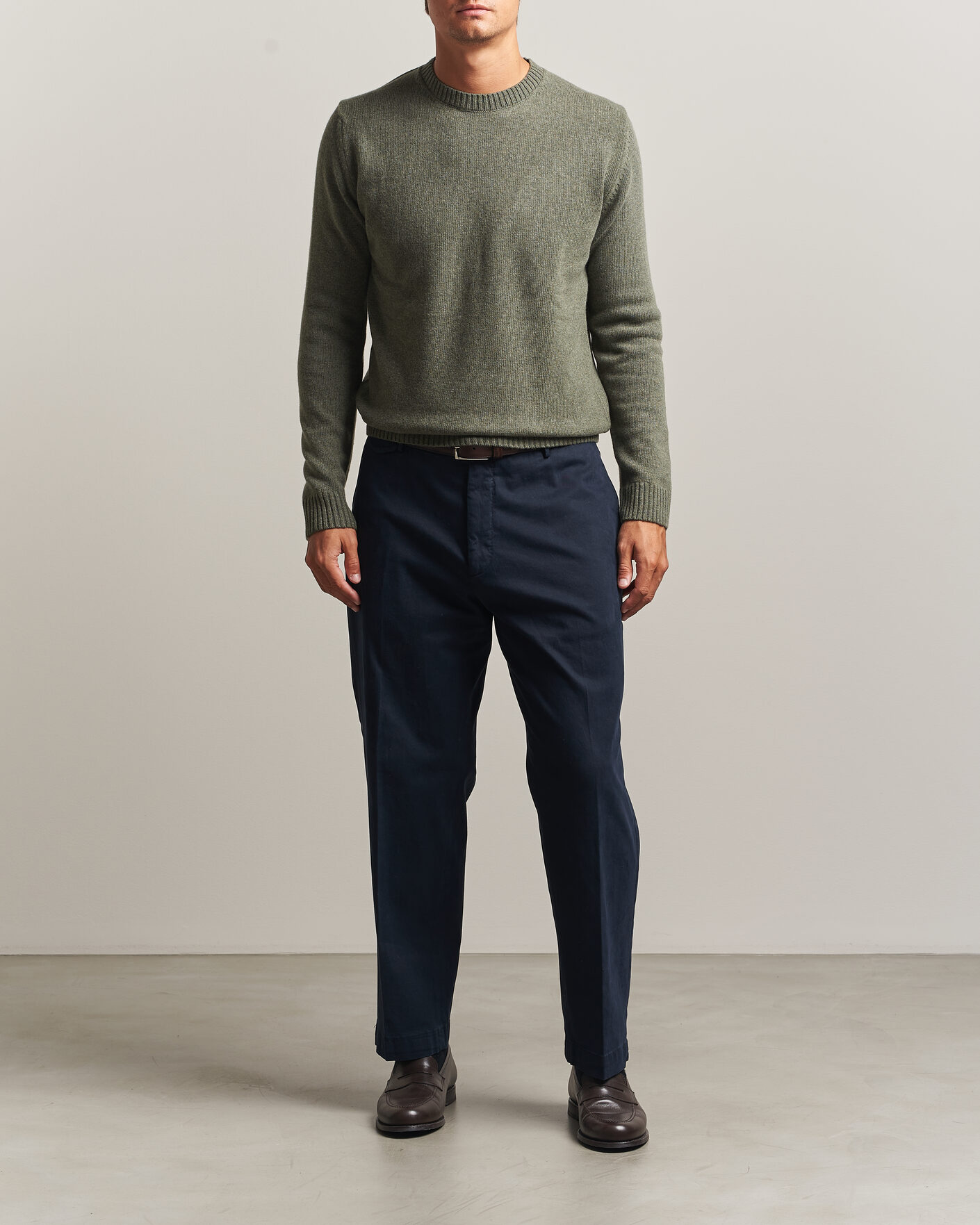 Herre | Trøjer | Stenströms | Brushed Merino Crew Neck Green