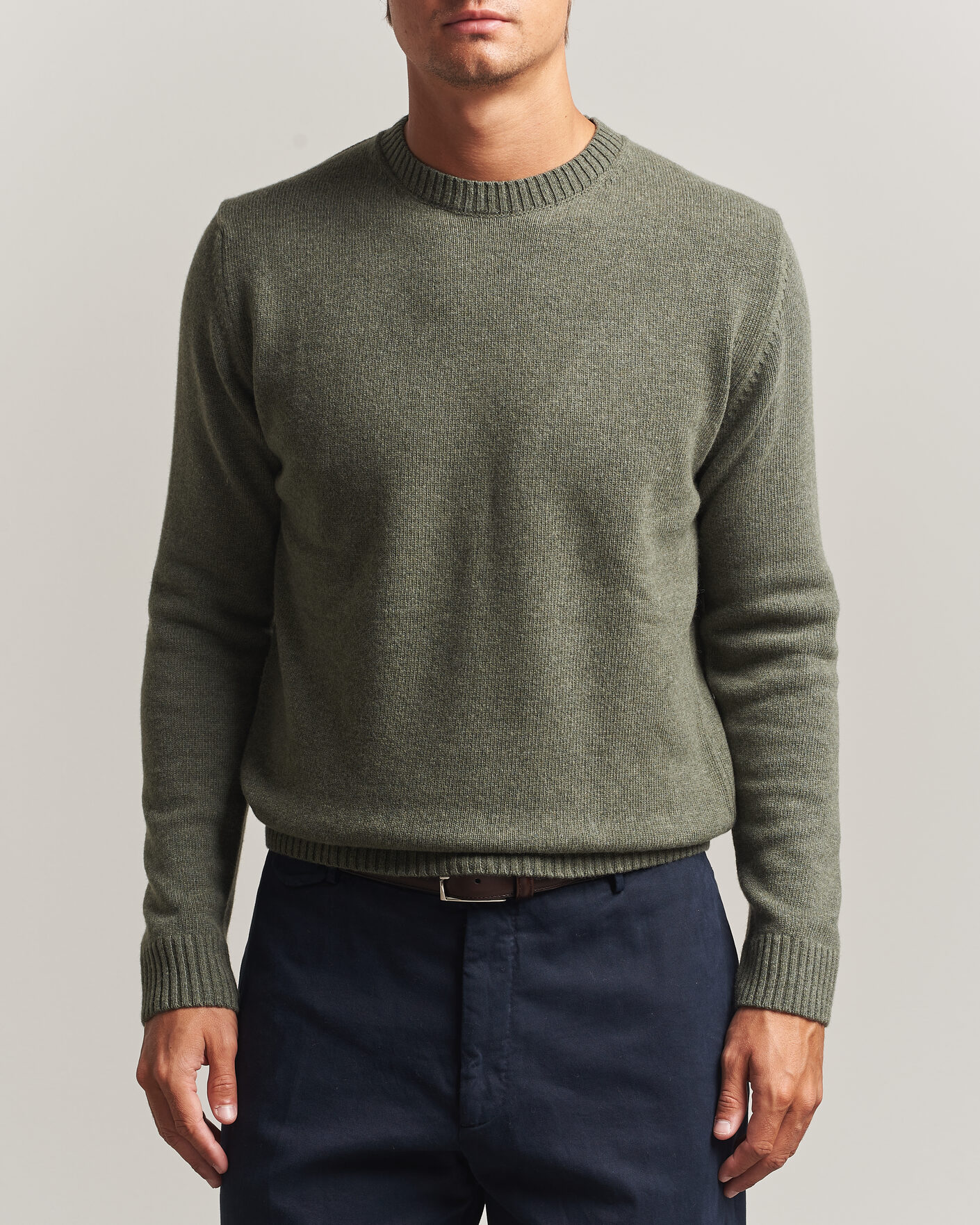 Herre | Trøjer | Stenströms | Brushed Merino Crew Neck Green