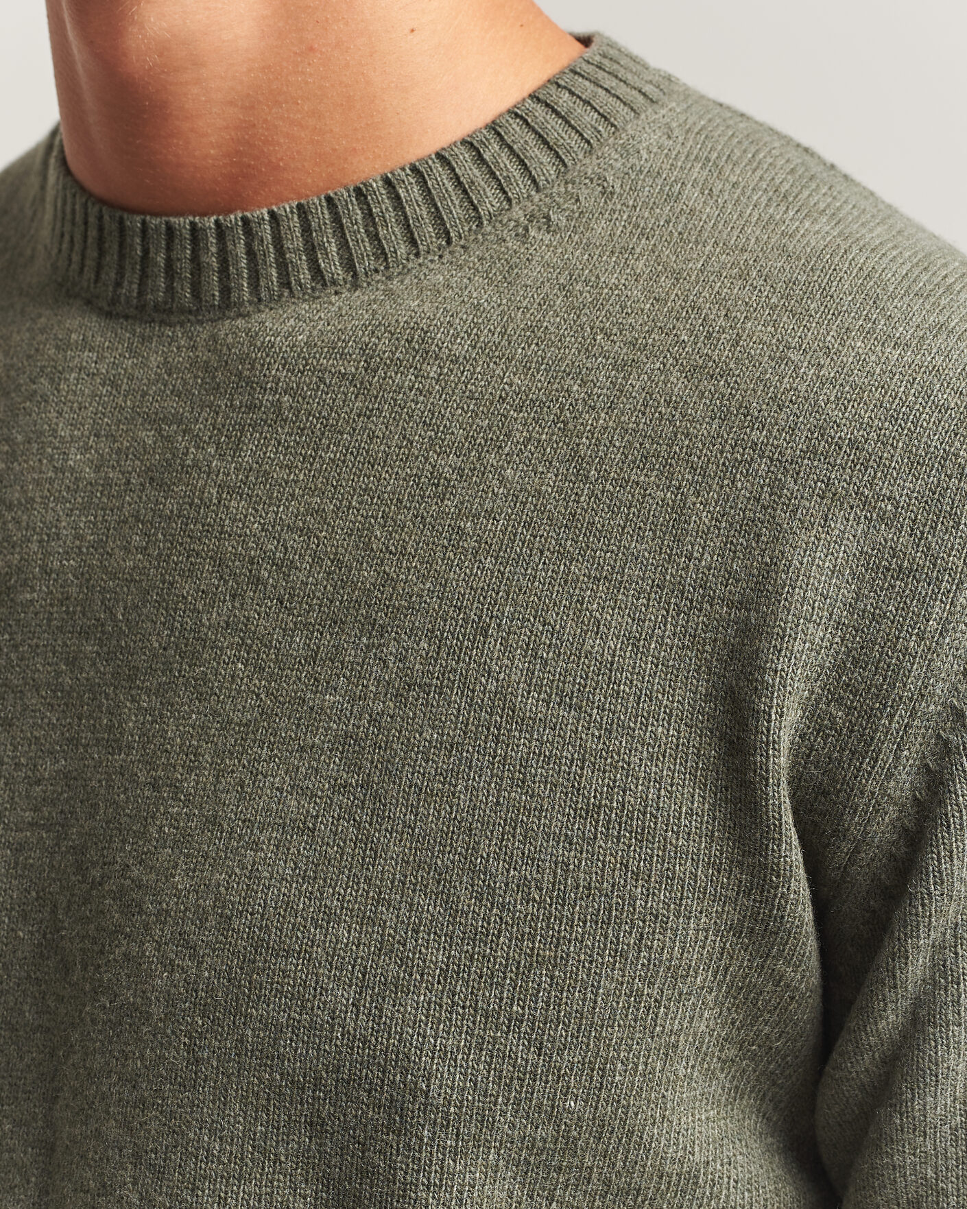 Herre | Trøjer | Stenströms | Brushed Merino Crew Neck Green