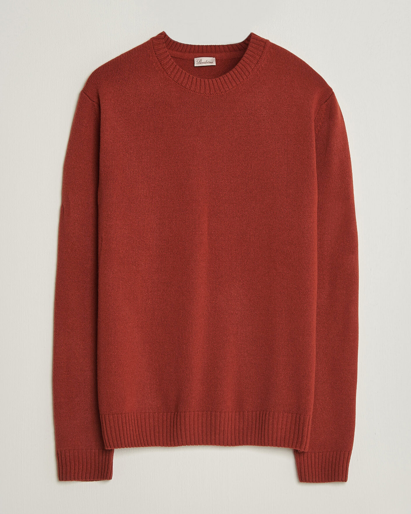 Herre | Trøjer | Stenströms | Brushed Merino Crew Neck Burnt Orange