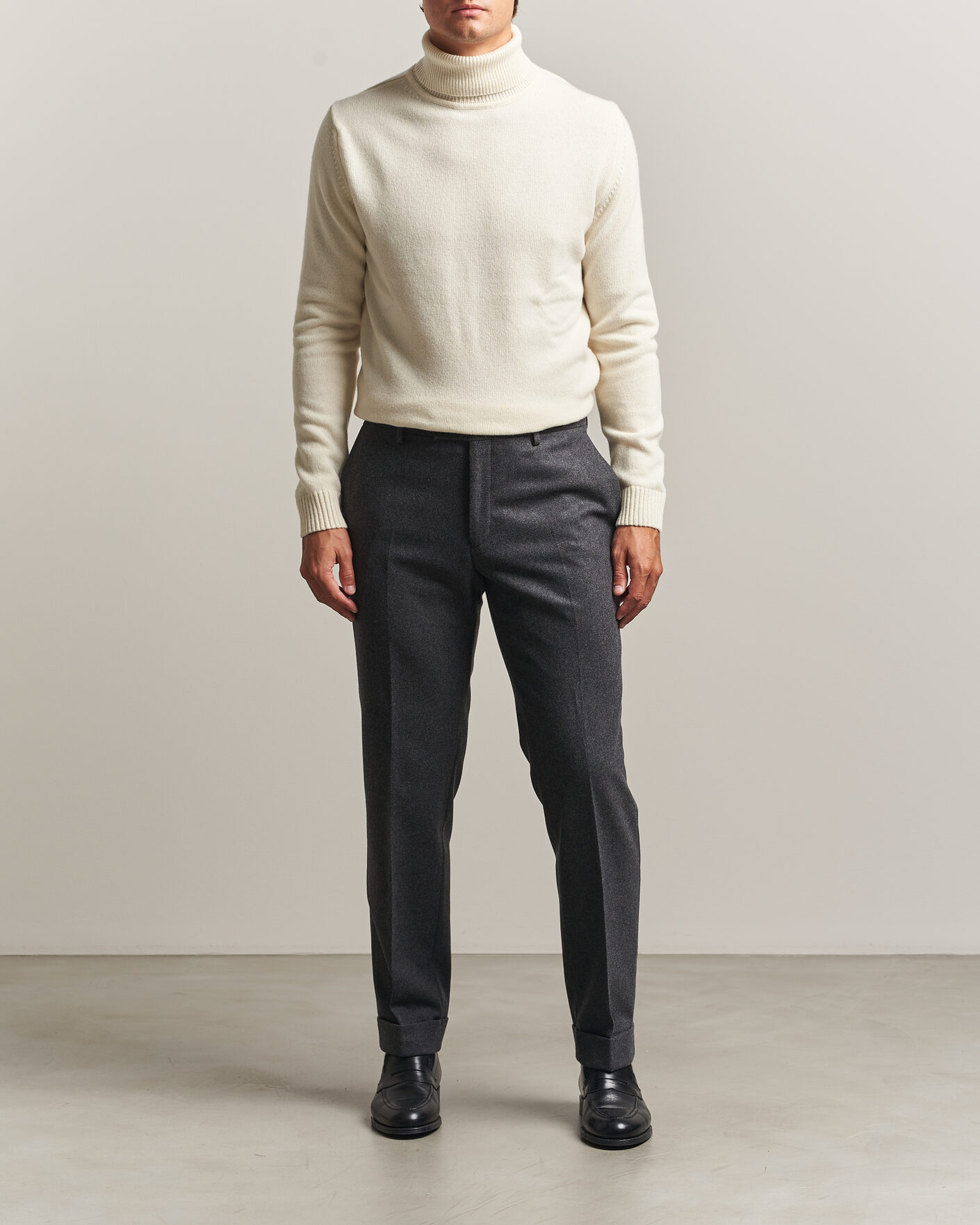 Herre | Trøjer | Stenströms | Brushed Merino Rollneck Off White