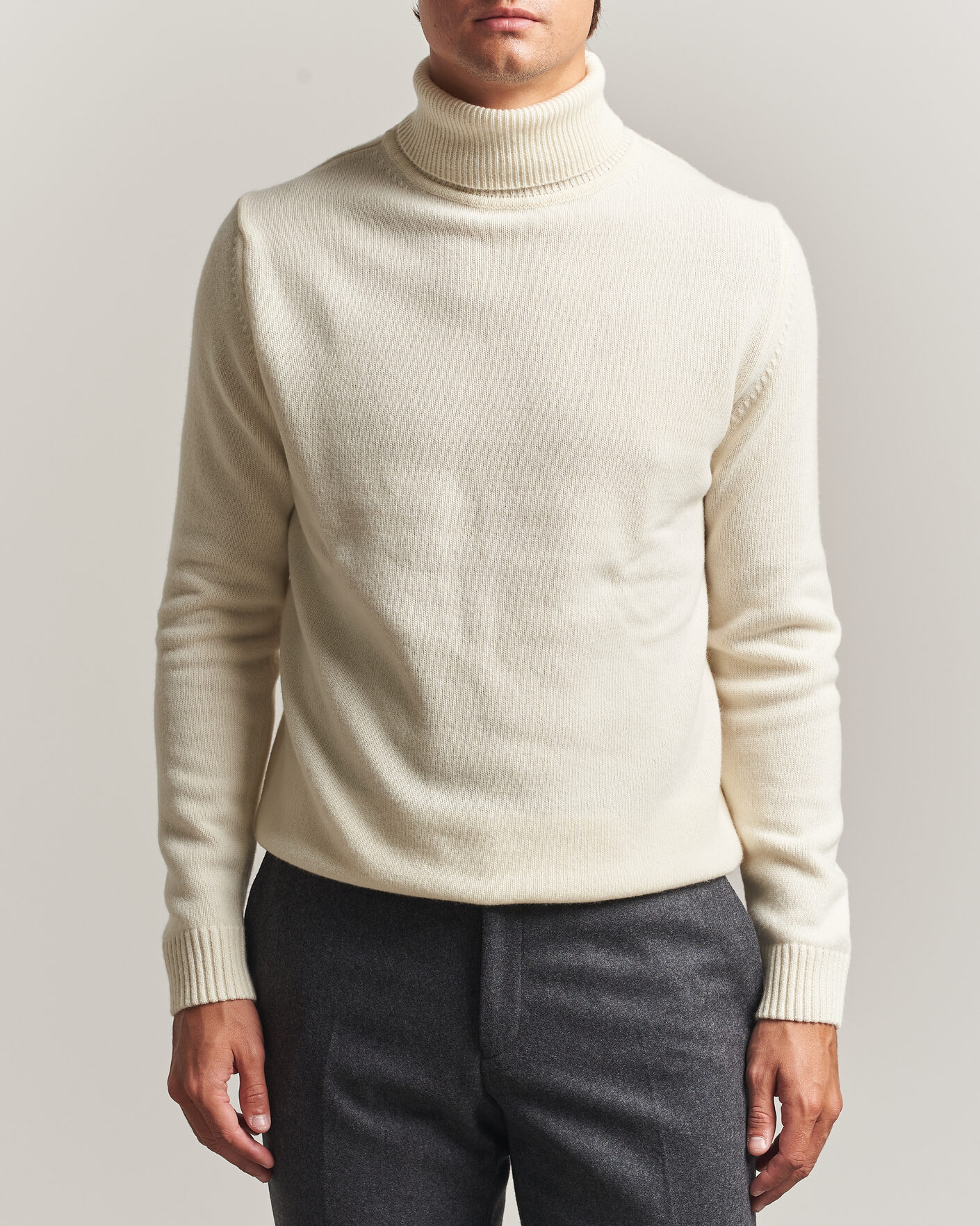 Herre | Trøjer | Stenströms | Brushed Merino Rollneck Off White