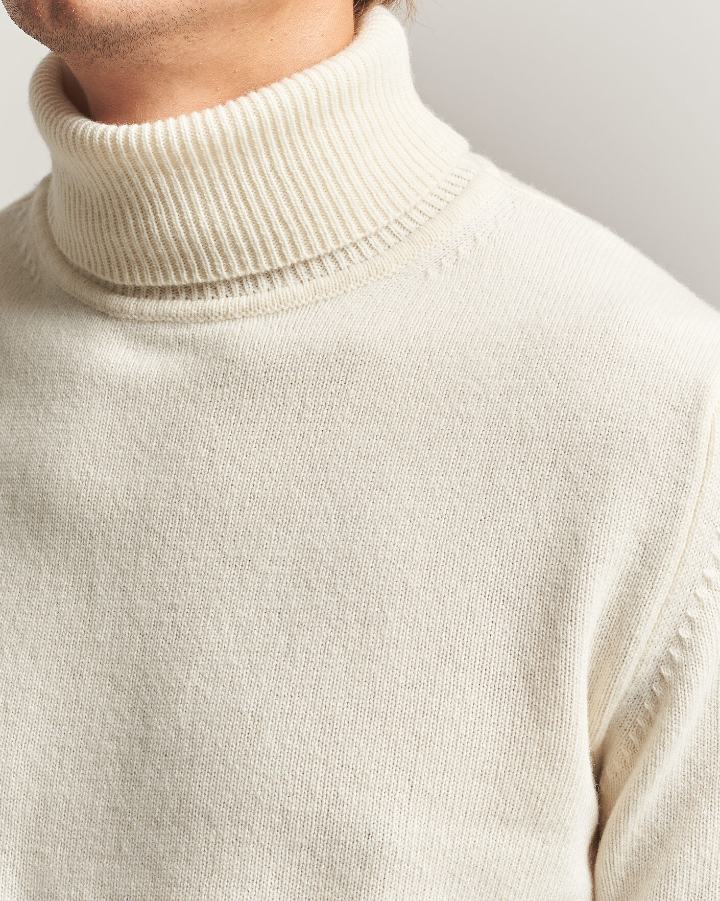 Herre | Trøjer | Stenströms | Brushed Merino Rollneck Off White