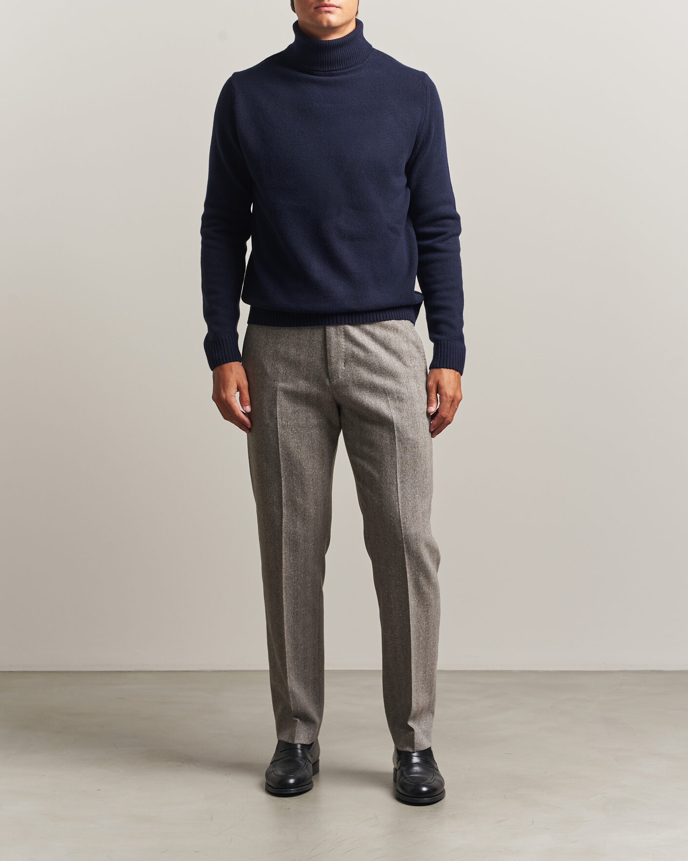 Herre | Trøjer | Stenströms | Brushed Merino Rollneck Navy
