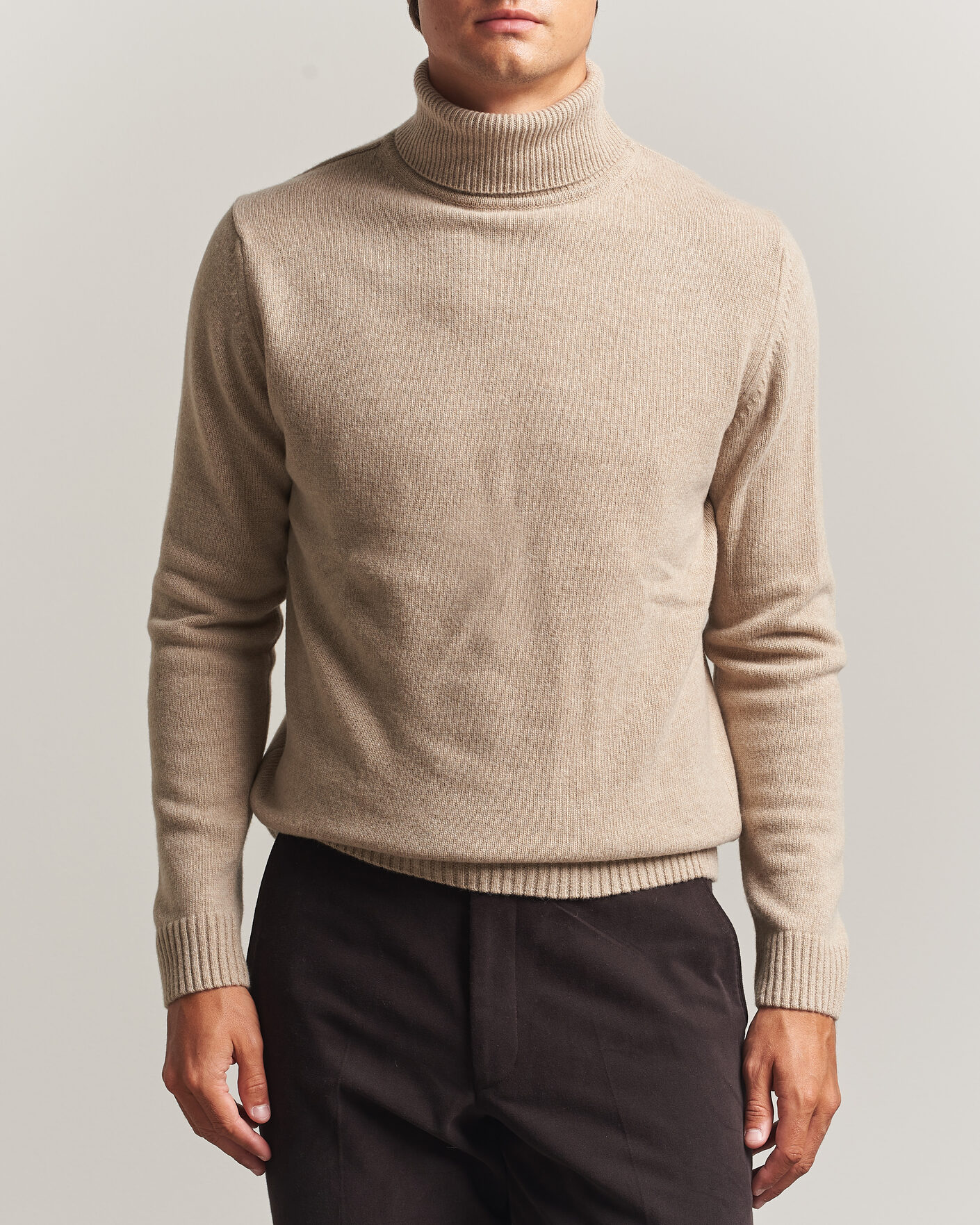 Herre | Trøjer | Stenströms | Brushed Merino Rollneck Beige