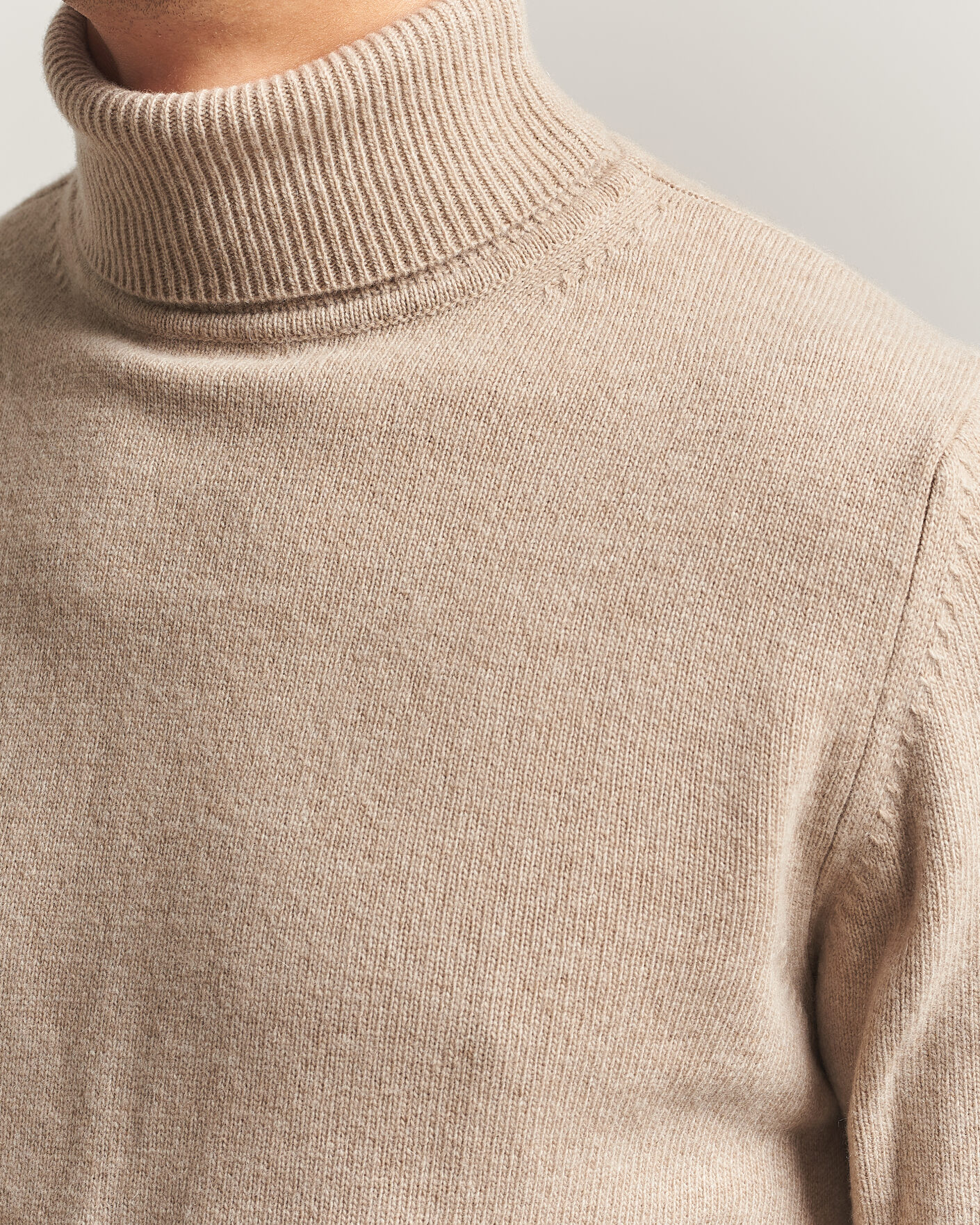 Herre | Trøjer | Stenströms | Brushed Merino Rollneck Beige