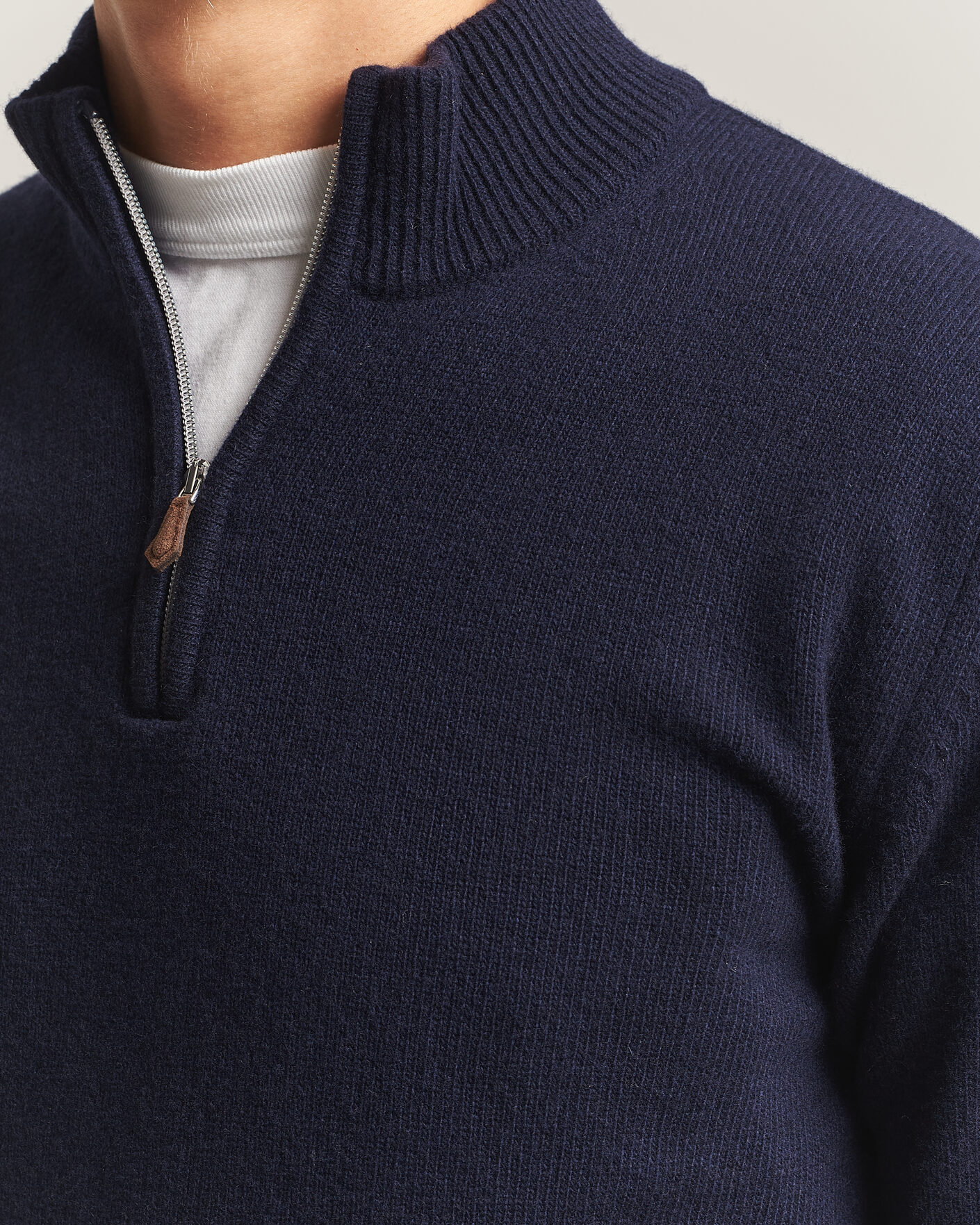 Herre | Trøjer | Stenströms | Brushed Merino Half-Zip Navy