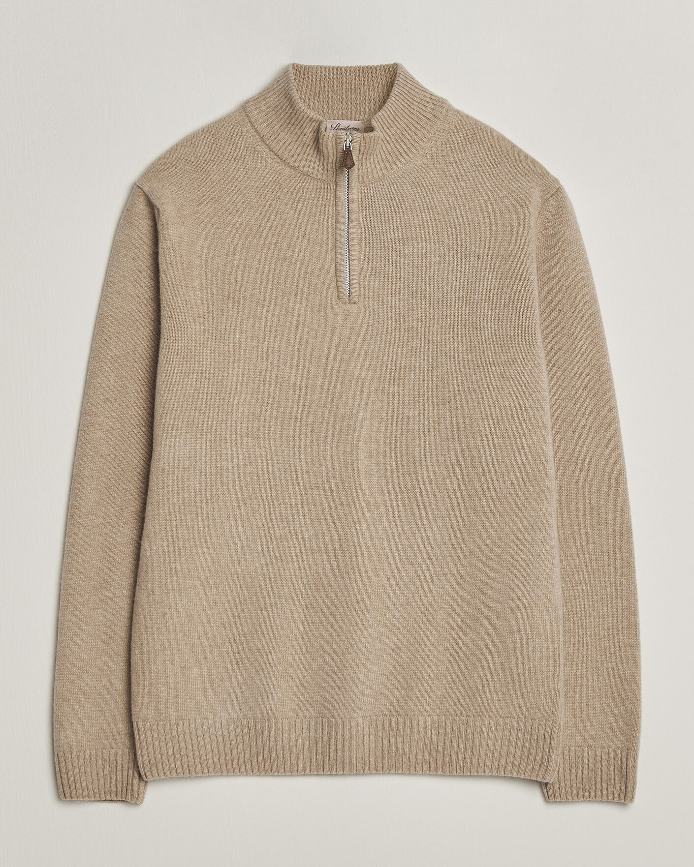 Herre | Trøjer | Stenströms | Brushed Merino Half-Zip Beige