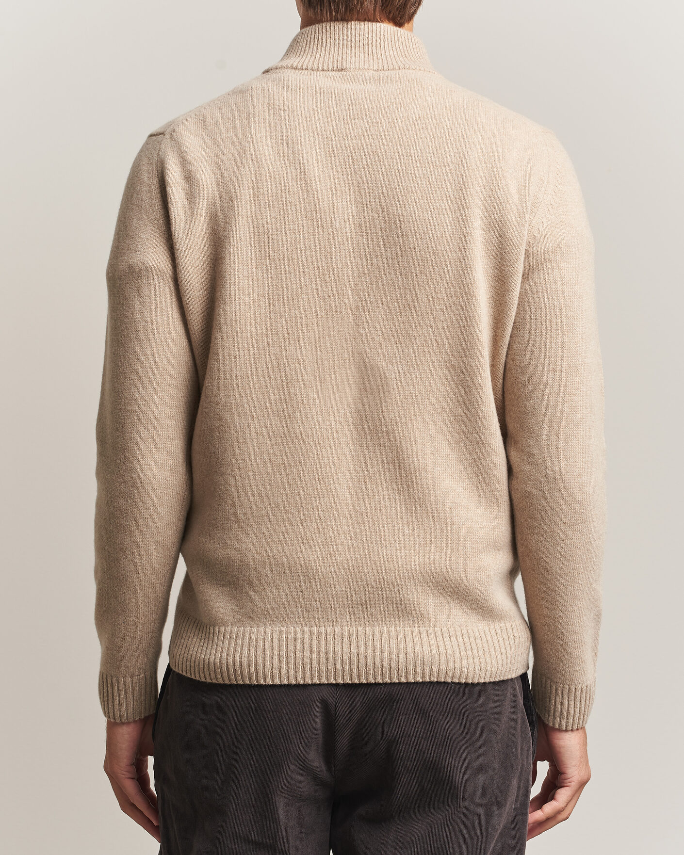 Herre | Trøjer | Stenströms | Brushed Merino Half-Zip Beige
