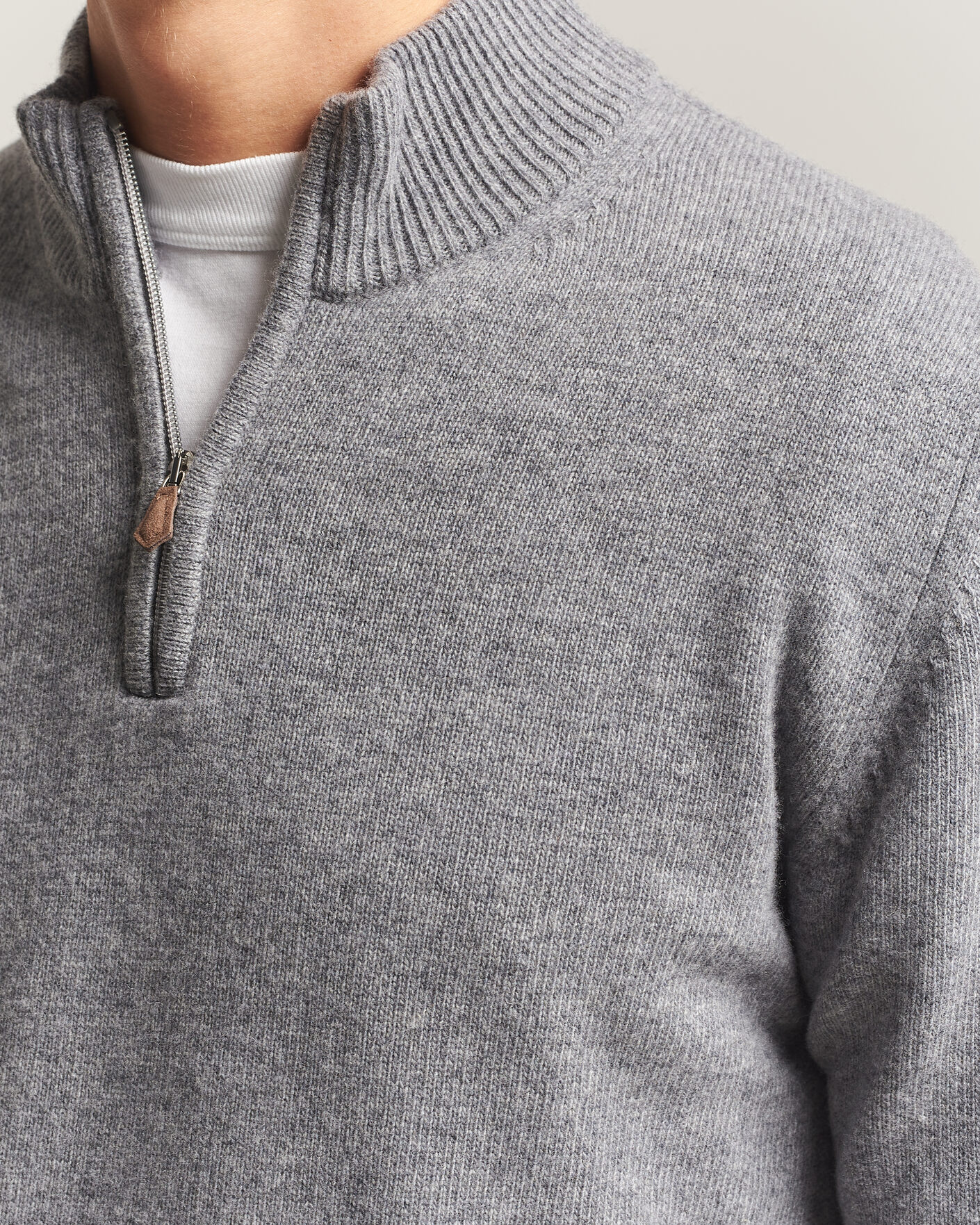 Herre | Trøjer | Stenströms | Brushed Merino Half-Zip Grey