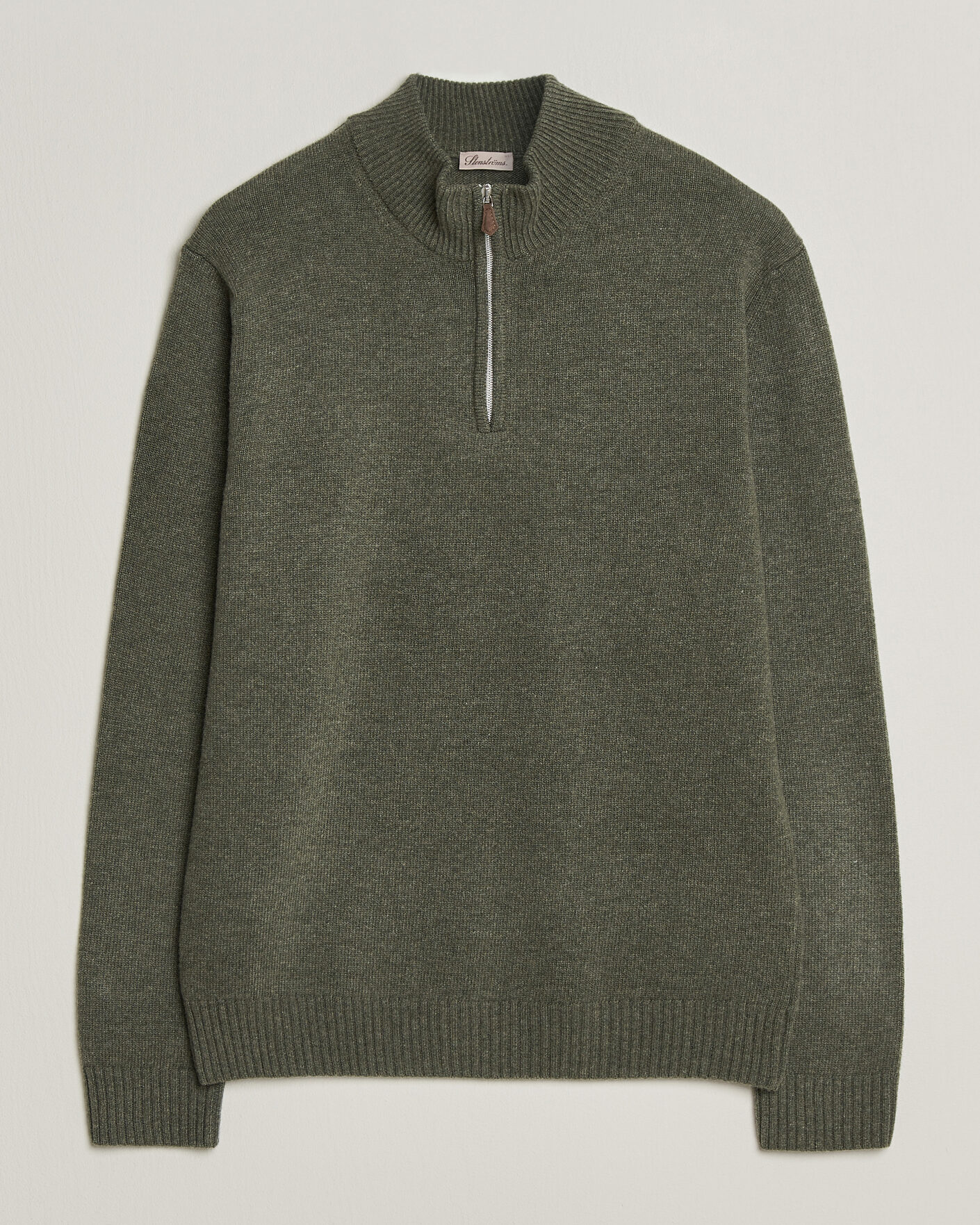 Herre | Trøjer | Stenströms | Brushed Merino Half-Zip Green