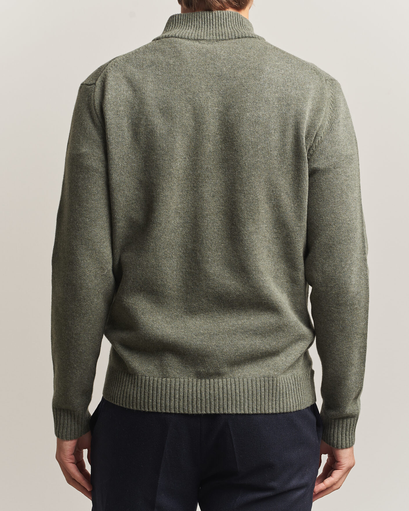 Herre | Trøjer | Stenströms | Brushed Merino Half-Zip Green