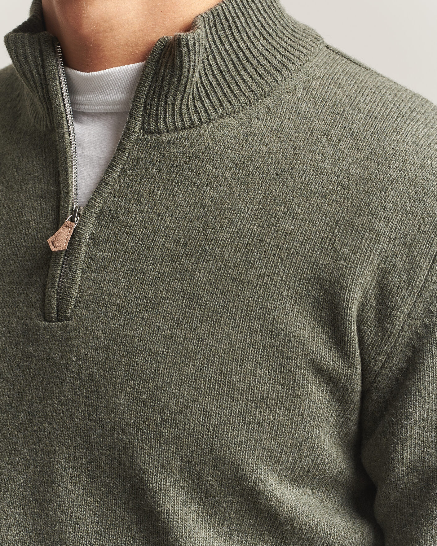 Herre | Trøjer | Stenströms | Brushed Merino Half-Zip Green