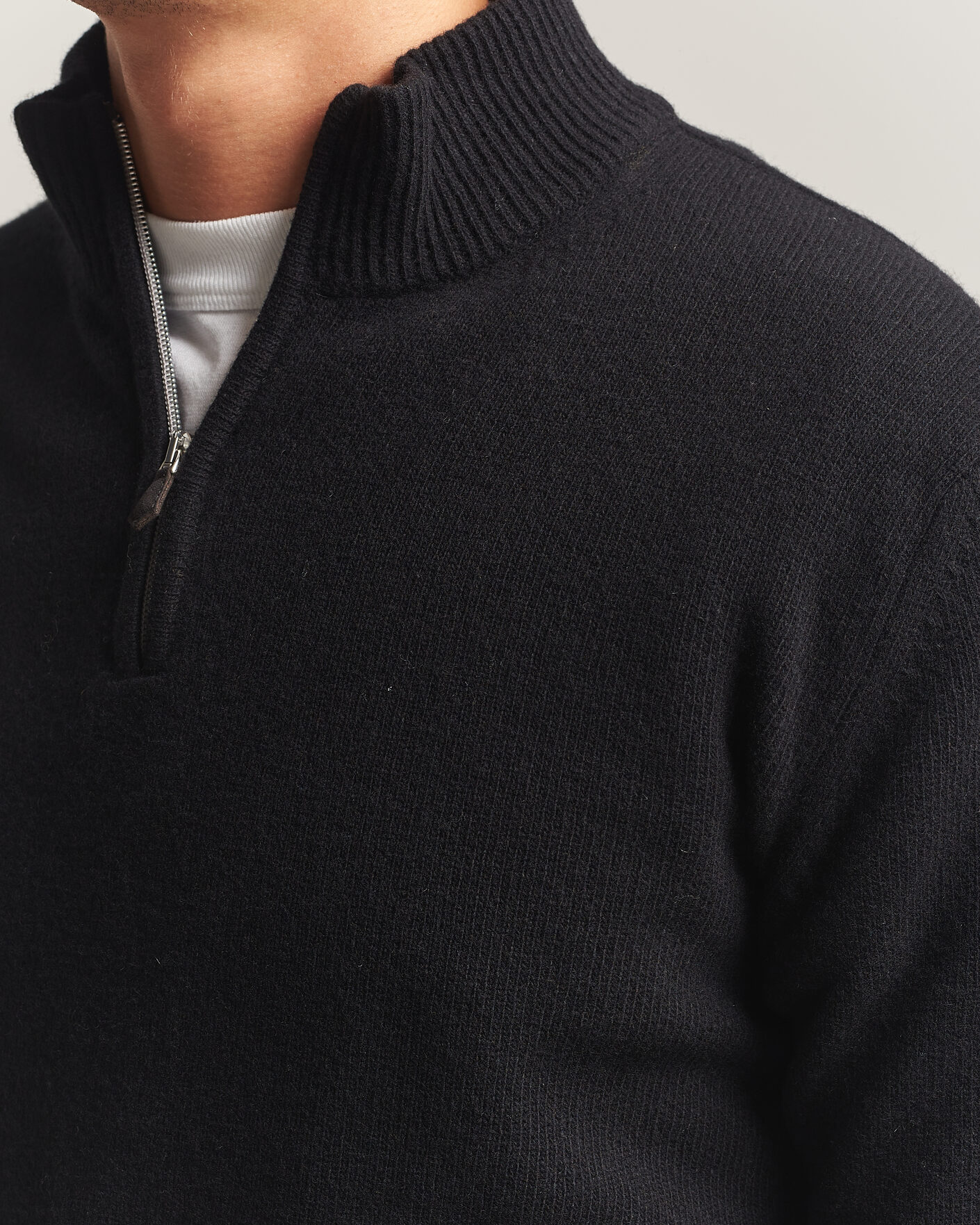 Herre | Trøjer | Stenströms | Brushed Merino Half-Zip Black
