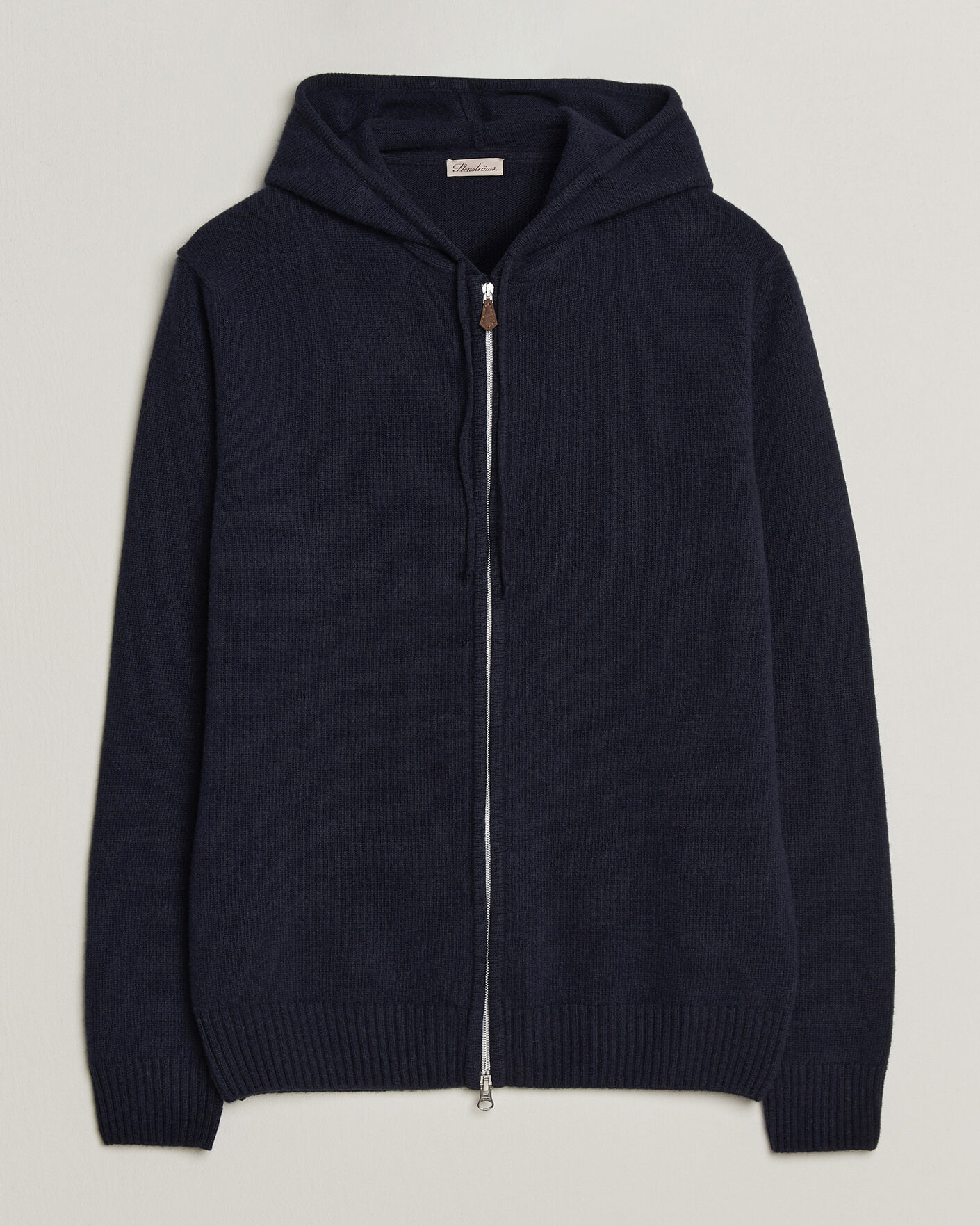 Herre | Trøjer | Stenströms | Brushed Merino Full-Zip Hood Navy