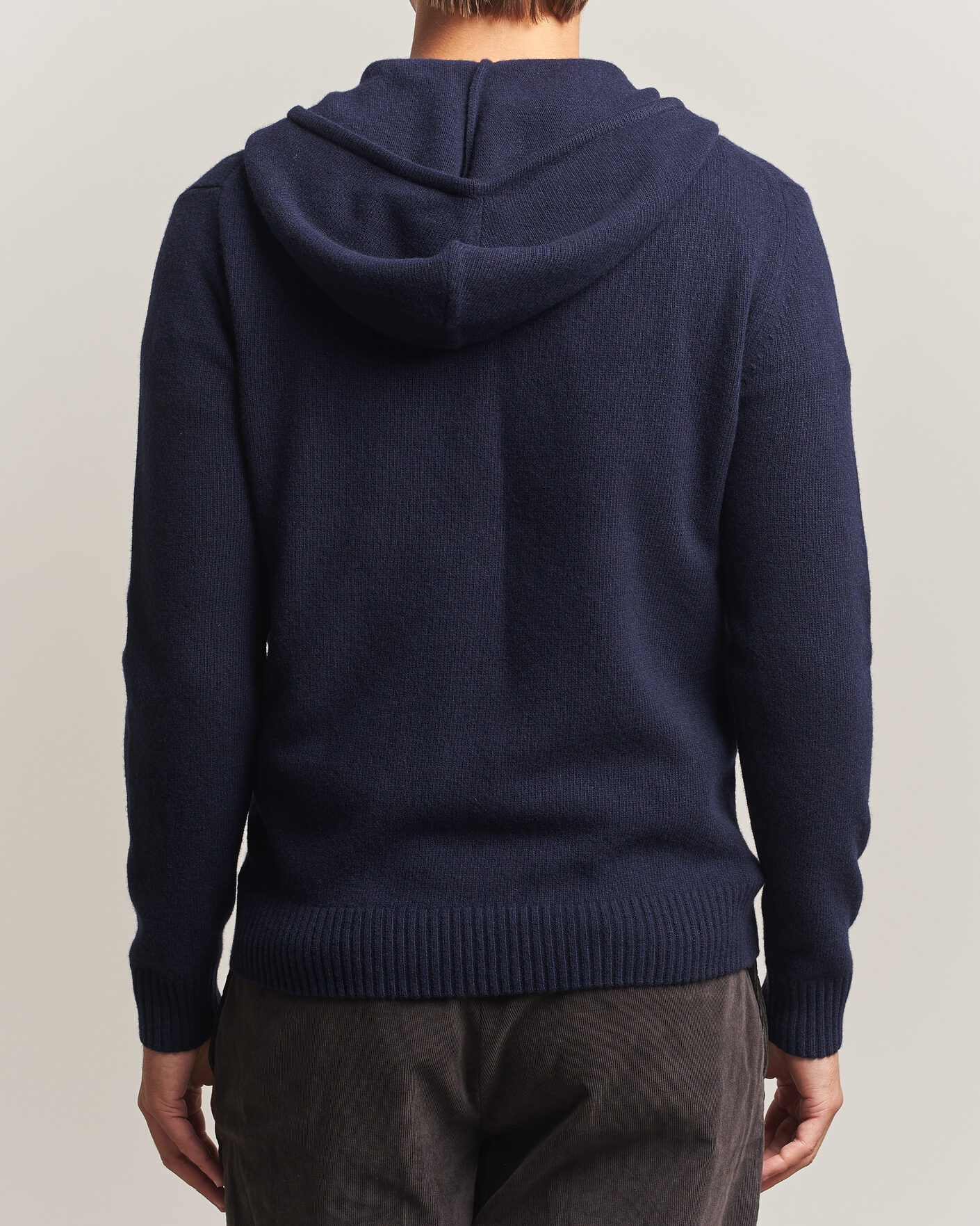 Herre | Trøjer | Stenströms | Brushed Merino Full-Zip Hood Navy