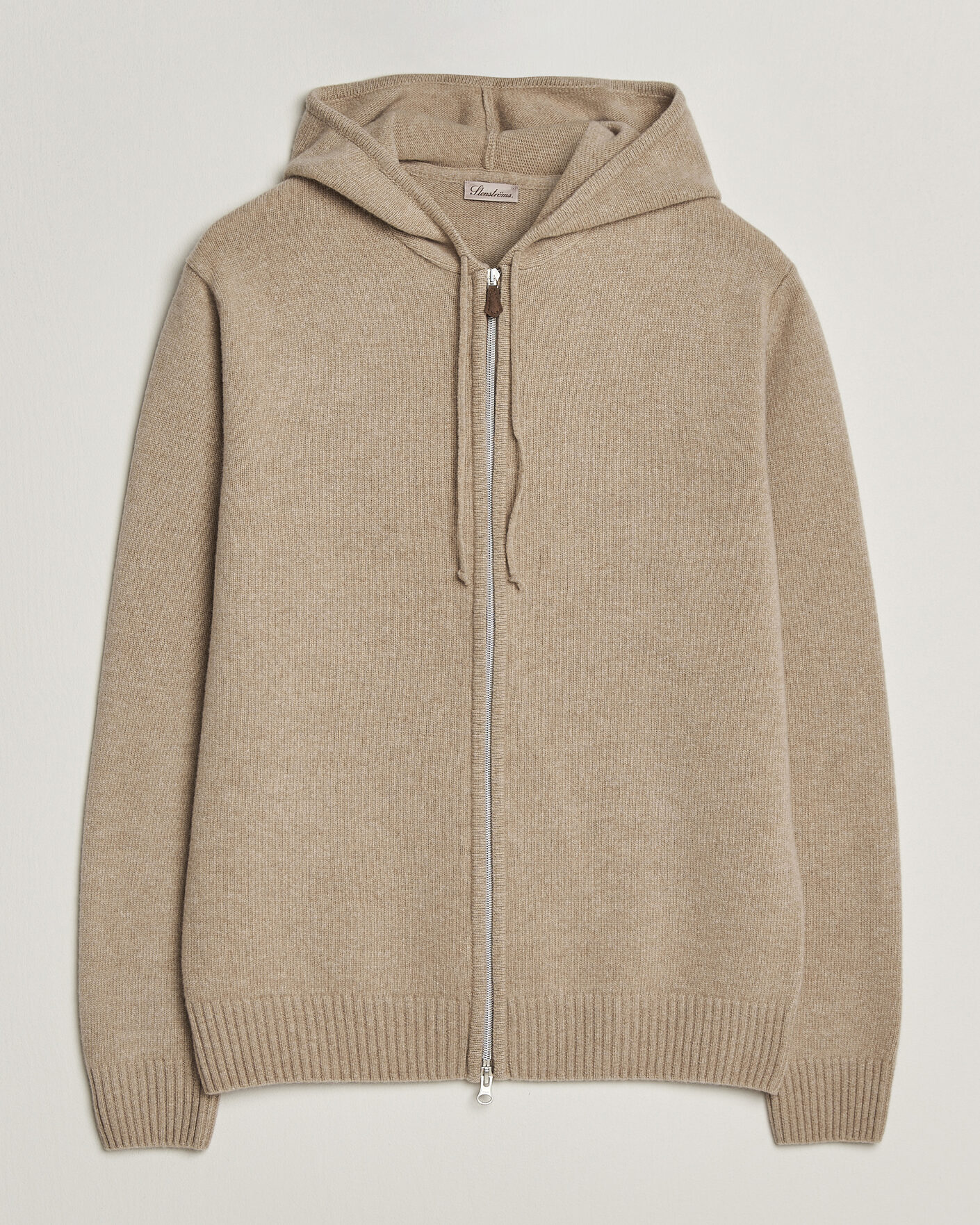 Herre | Trøjer | Stenströms | Brushed Merino Full-Zip Hood Beige
