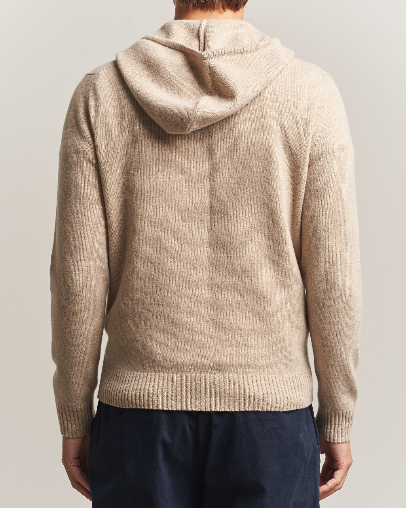 Herre | Trøjer | Stenströms | Brushed Merino Full-Zip Hood Beige